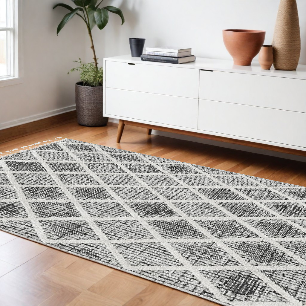 9' X 13' Charcoal Geometric Area Rug-375669-1
