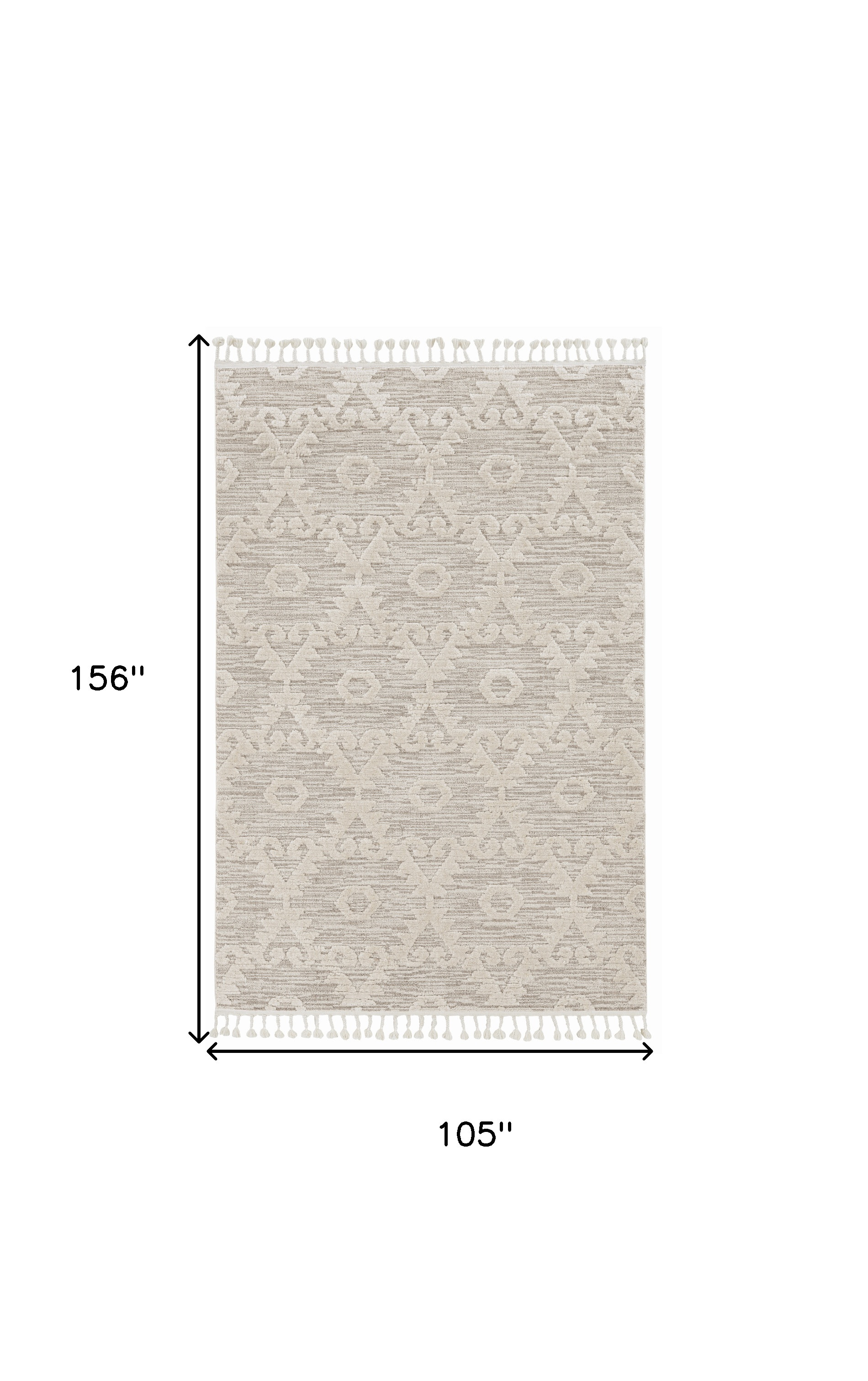 9" X 13" Beige and Ivory Geometric Area Rug