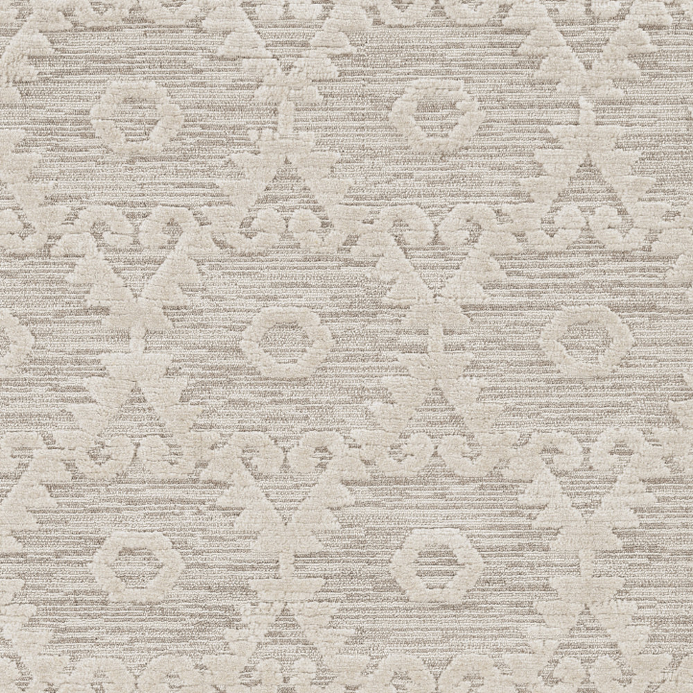 9" X 13" Beige and Ivory Geometric Area Rug