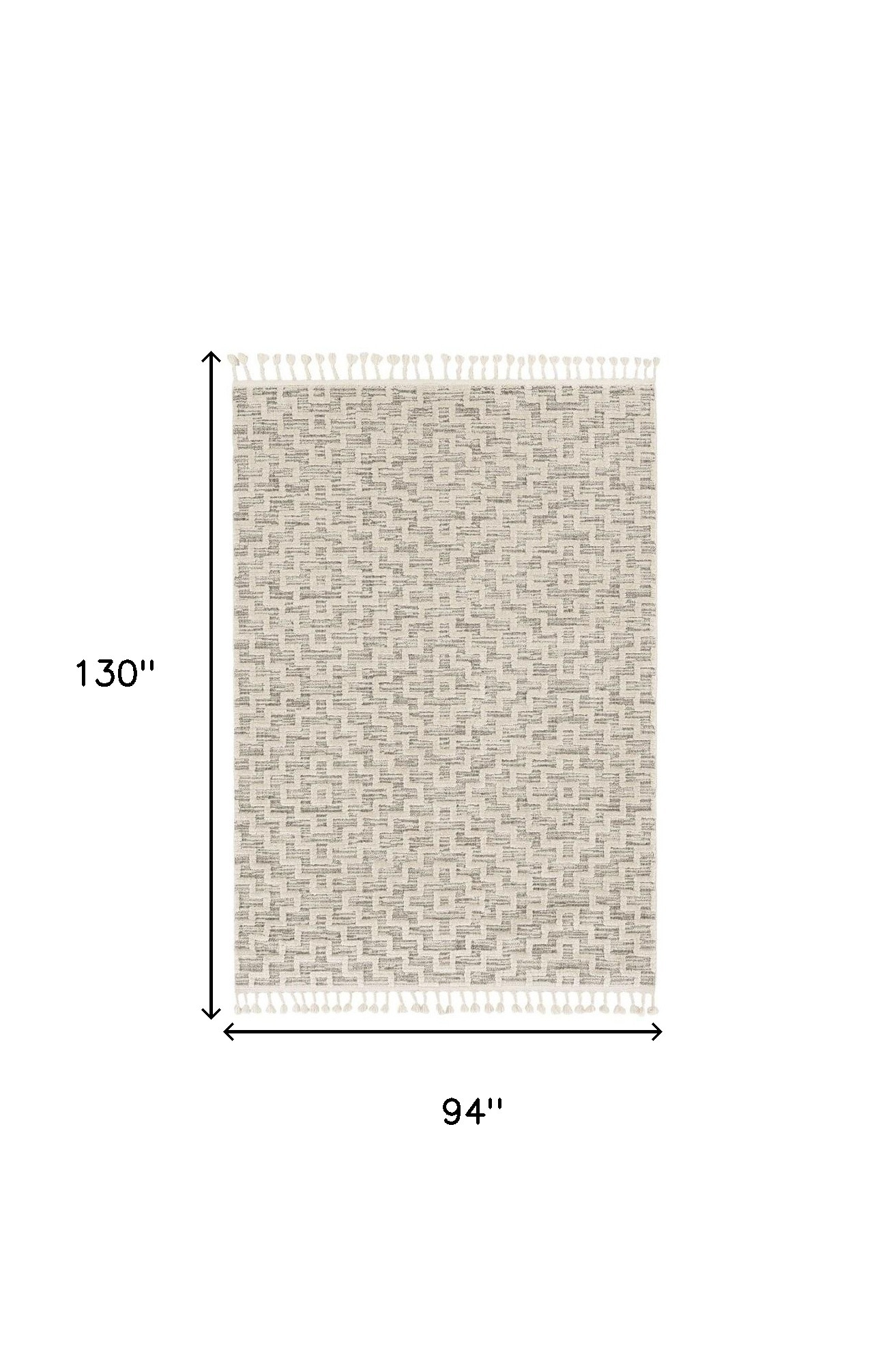 8" X 11" Gray and Ivory Geometric Area Rug