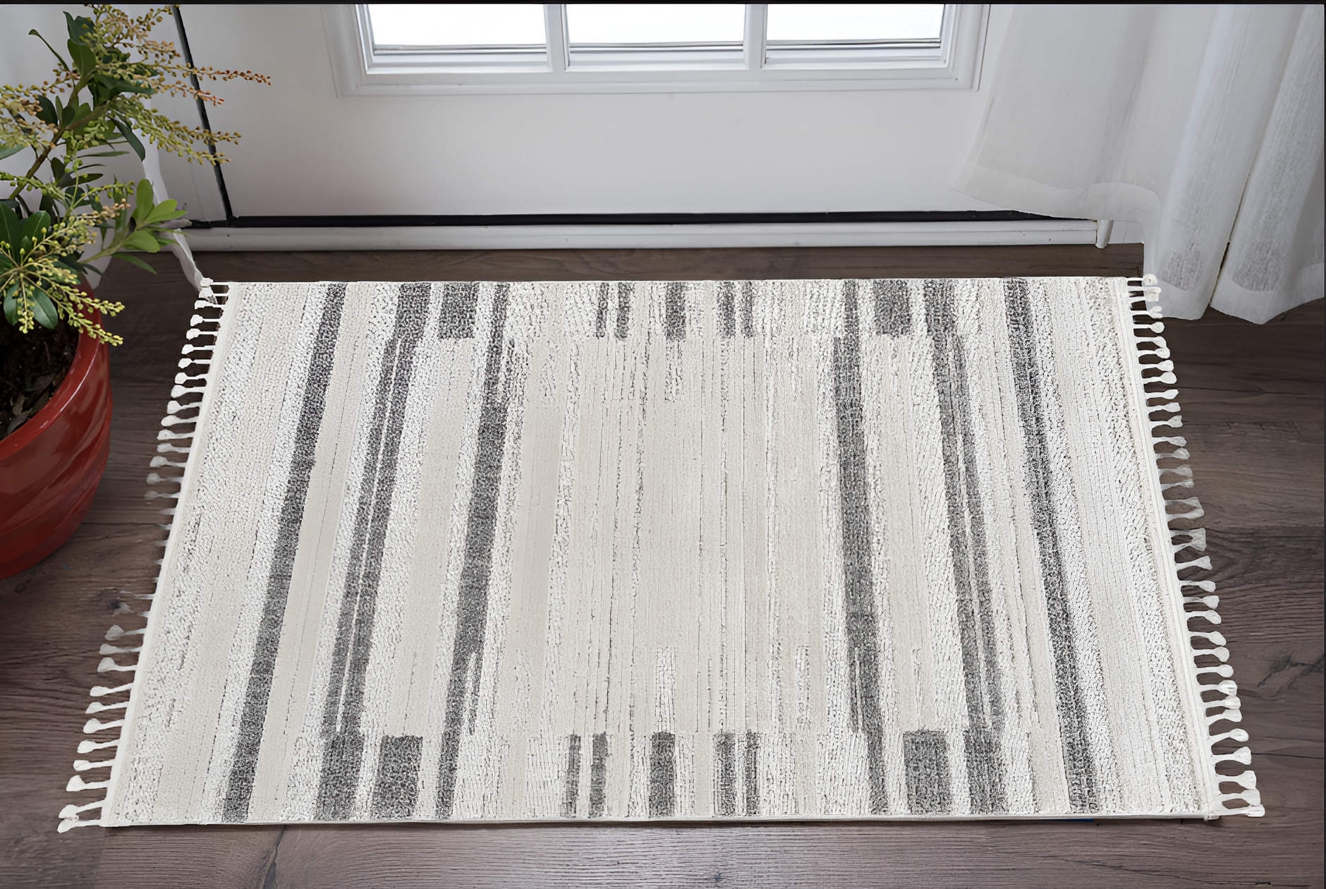 3' X 5' Ivory Abstract Area Rug-375690-1