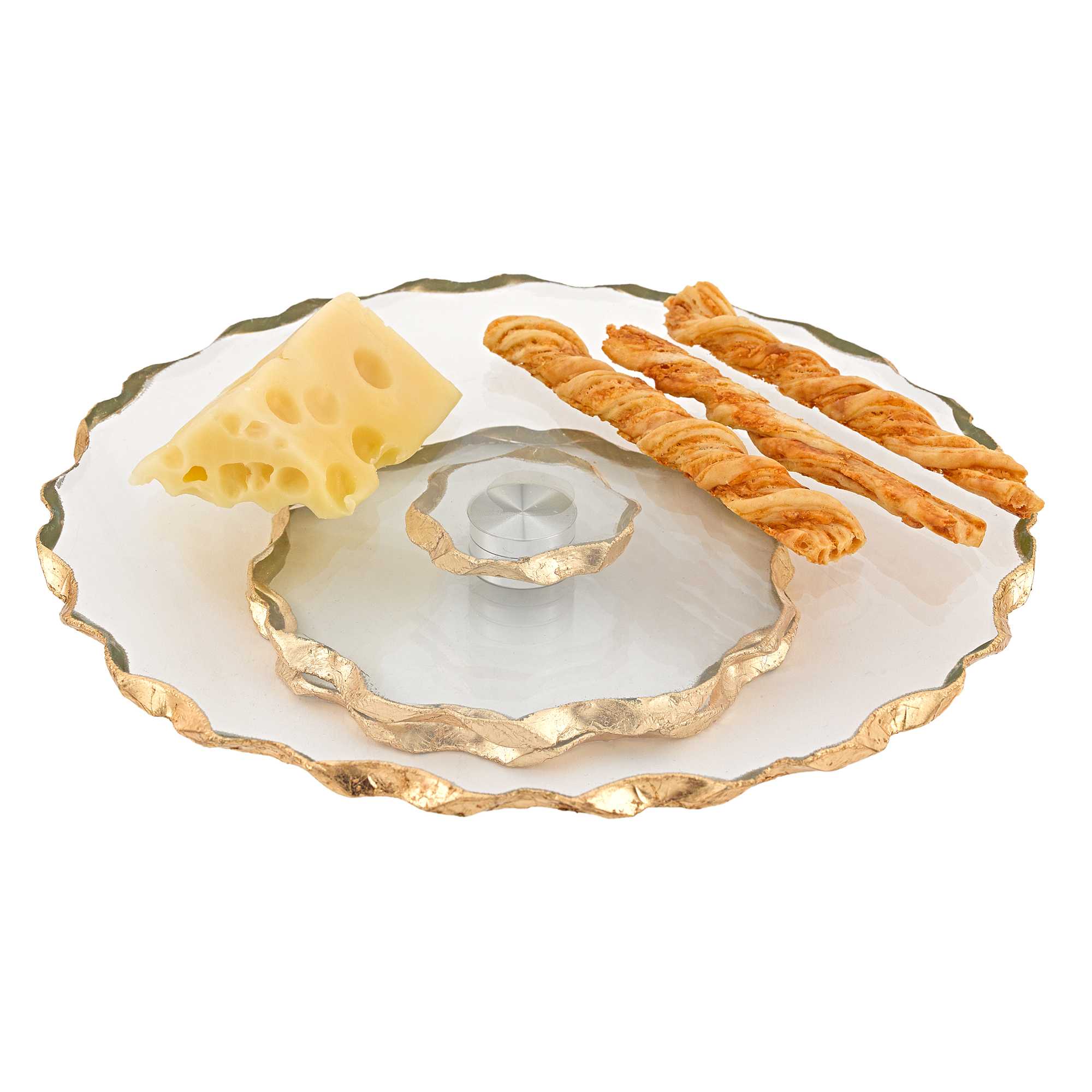13 Hand Decorated Chiseled Edge Gold Leaf Turning Platter-375756-1