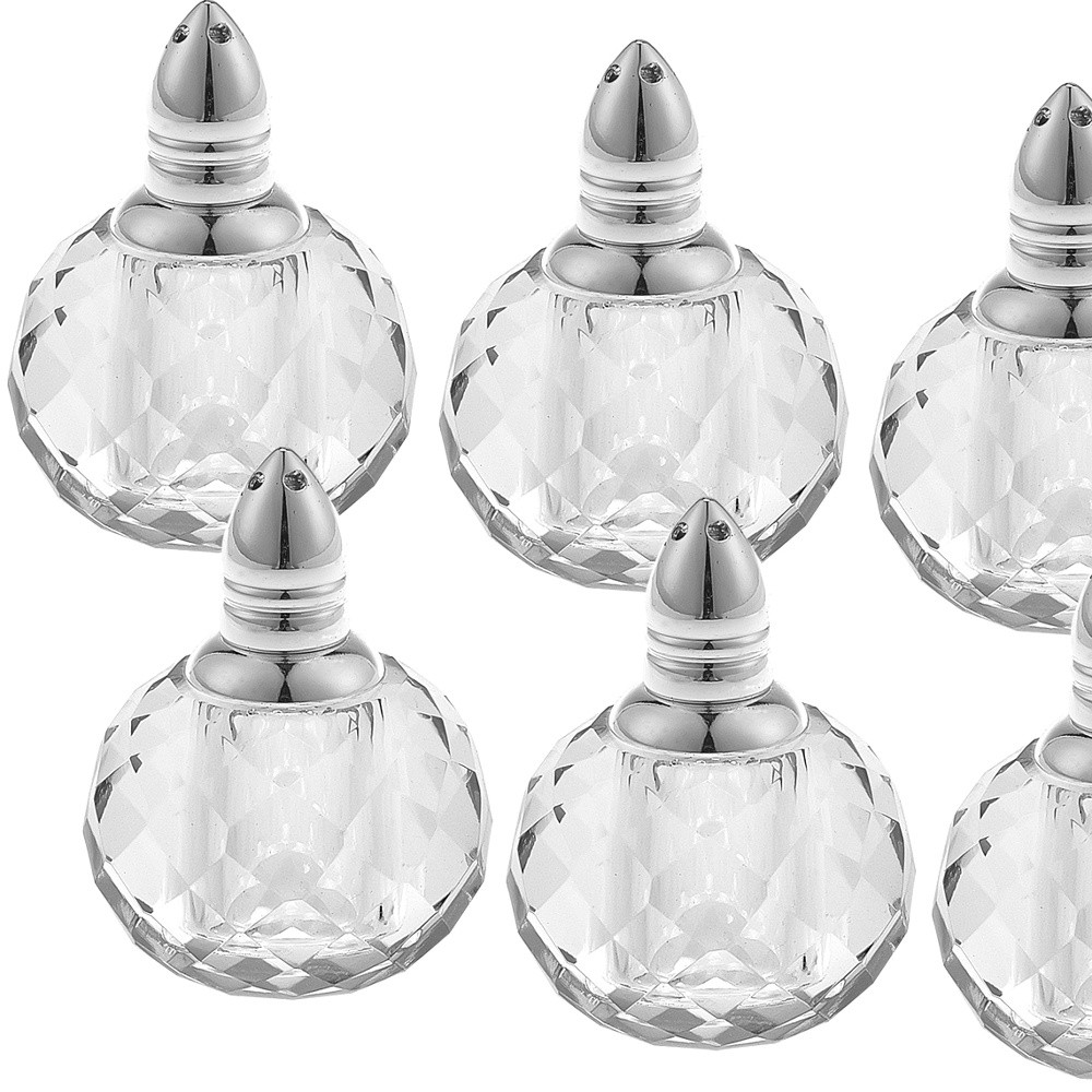 Individual Silver Crystal Zendra Design Salt & Peppers - Gift Boxed 6 Pc Set