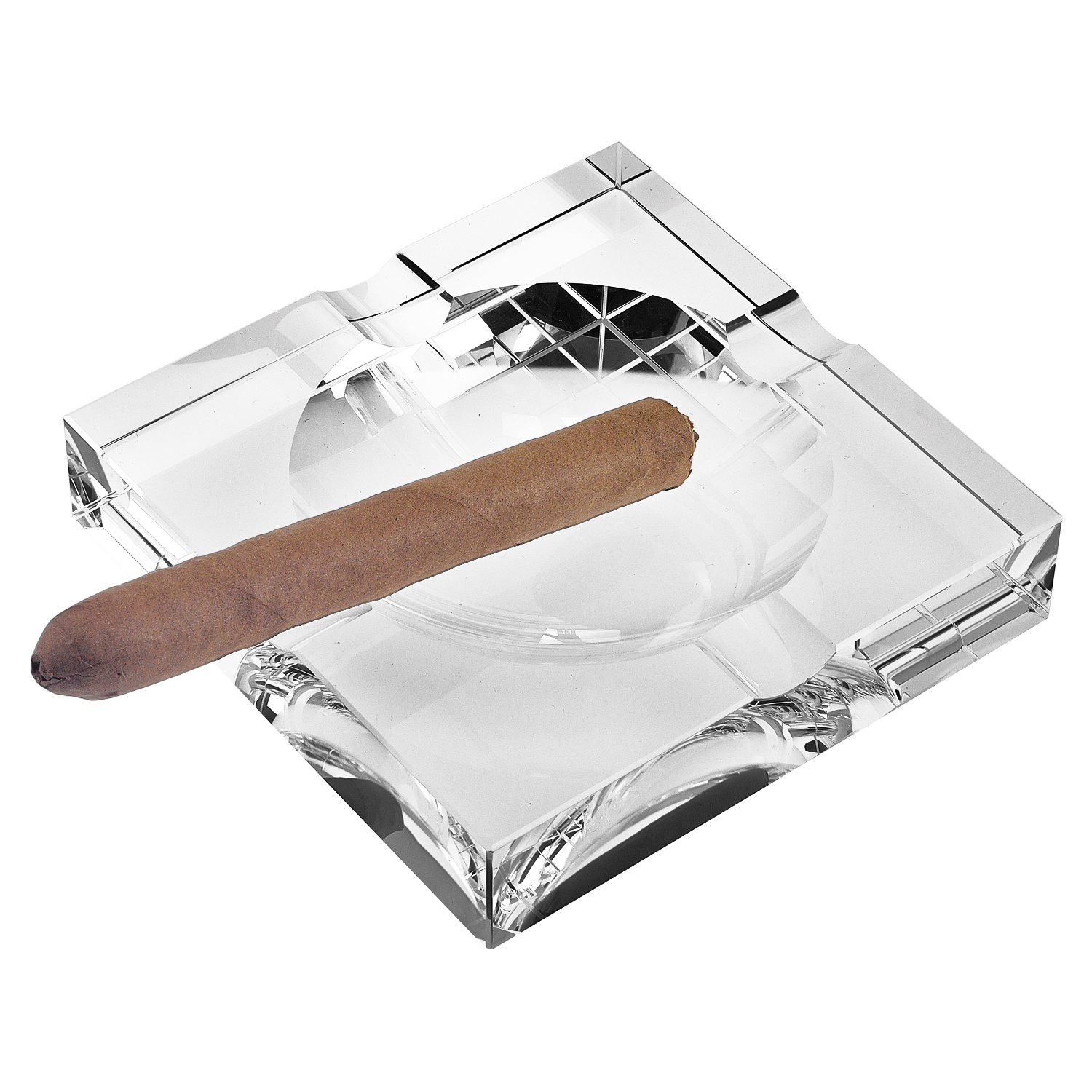 7 Hand Crafted Square Crystal Cigar Ash Tray-375763-1
