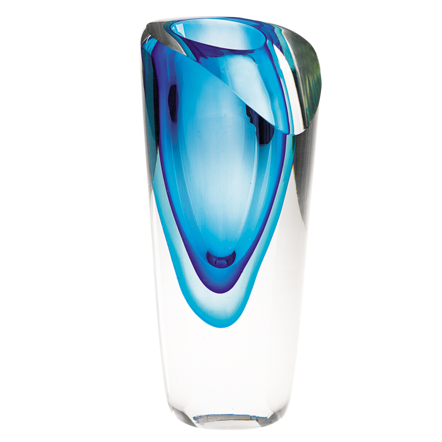 8" Clear and Blue Crystal Table Vase-375782-1