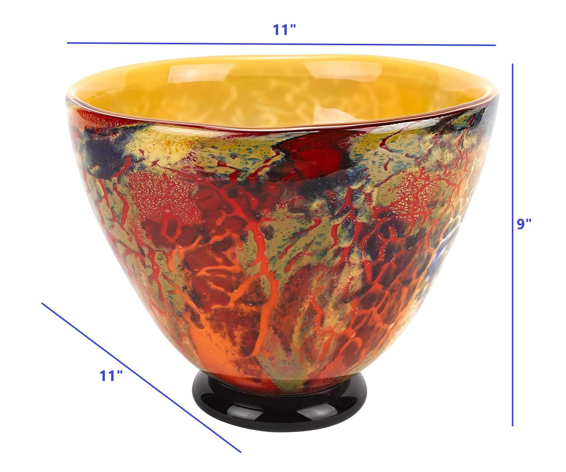 11" Mouth Blown Art Glass Centerpiece or Punch Bowl
