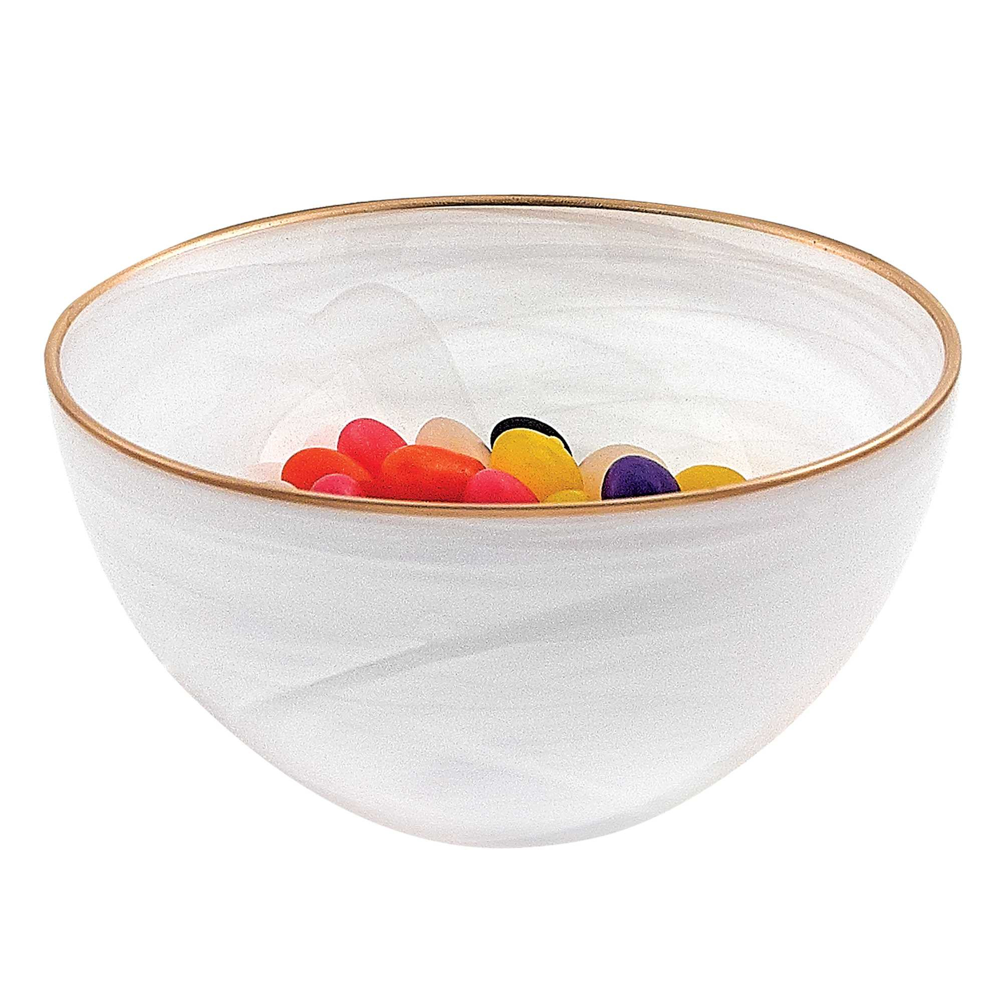 6" White And Gold Glass-375869-1