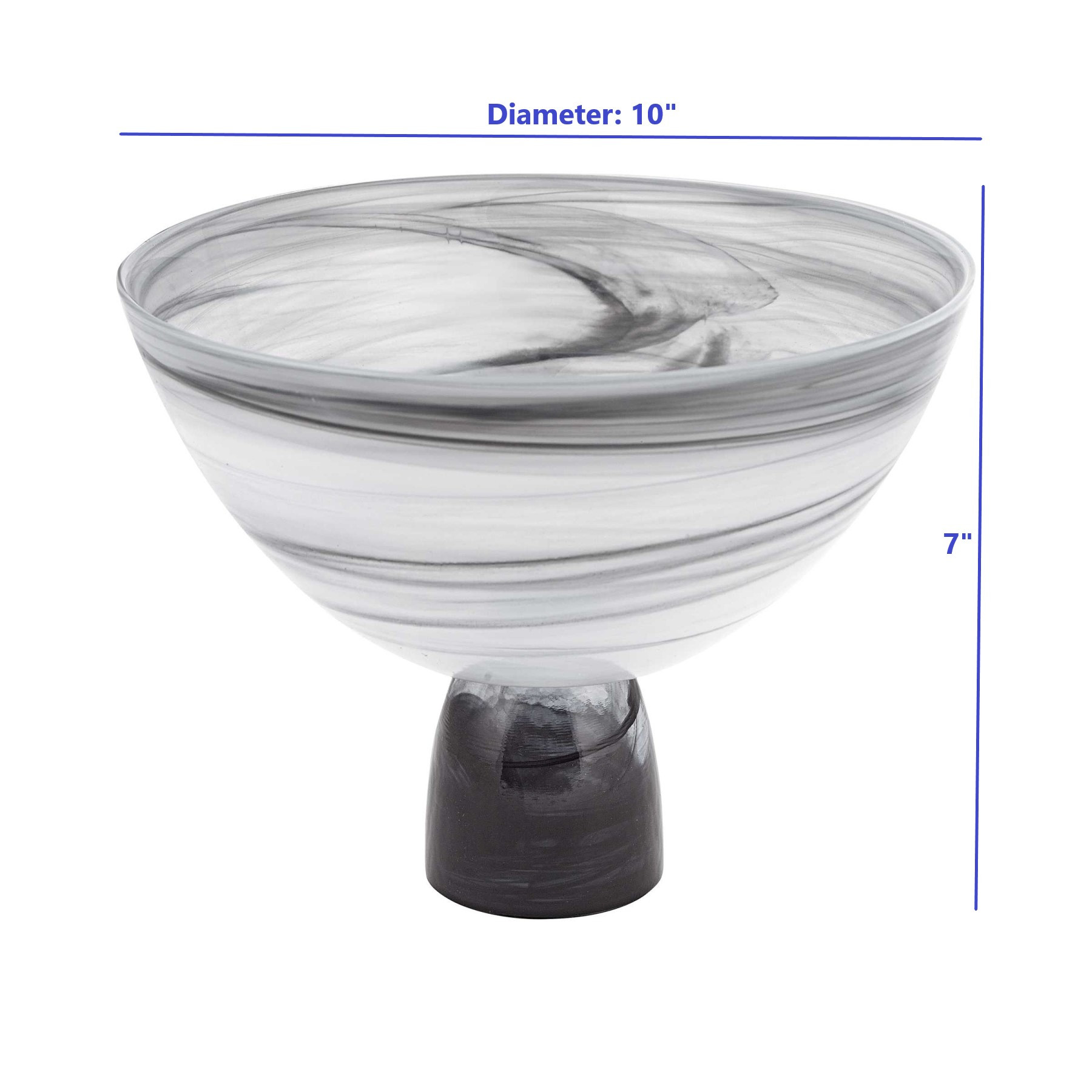 10" Mouth Blown Polish Glass Footed Centerpiece Bowl