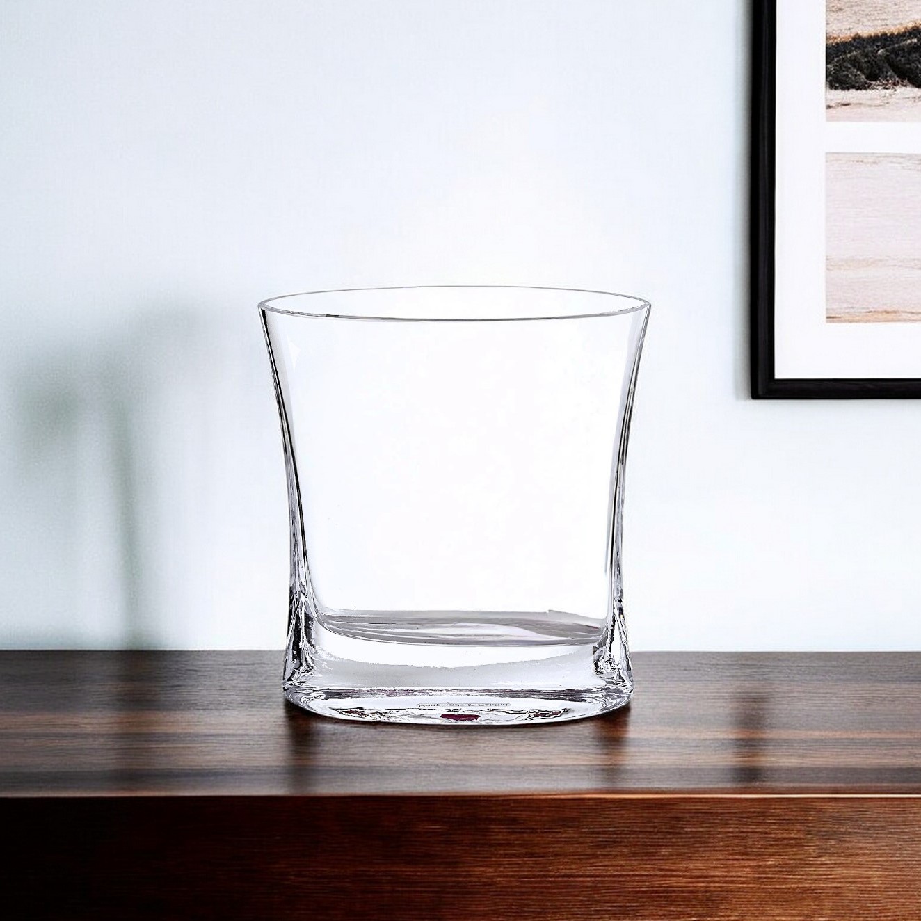 8" Clear Mouth Blown Crystal Pocket Table Vase-375890-1