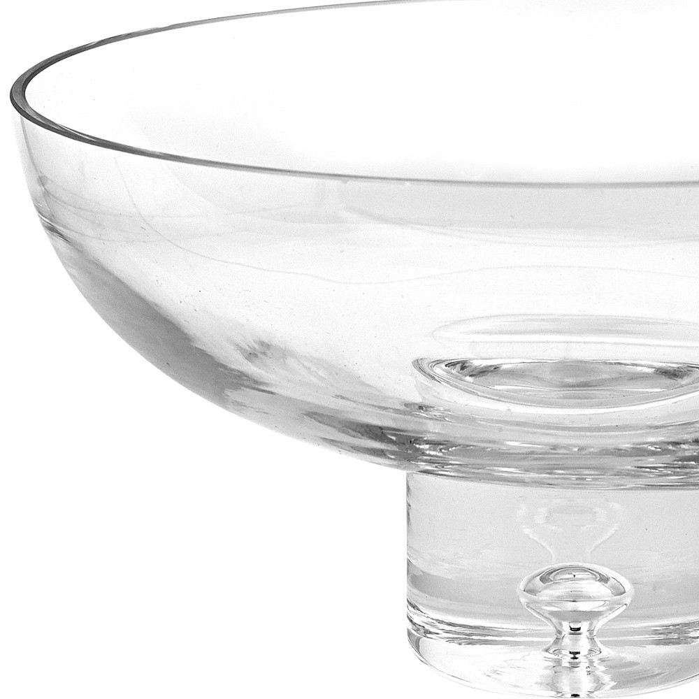 11" Mouth Blown Deep Pedestal Glass Centerpiece Bowl