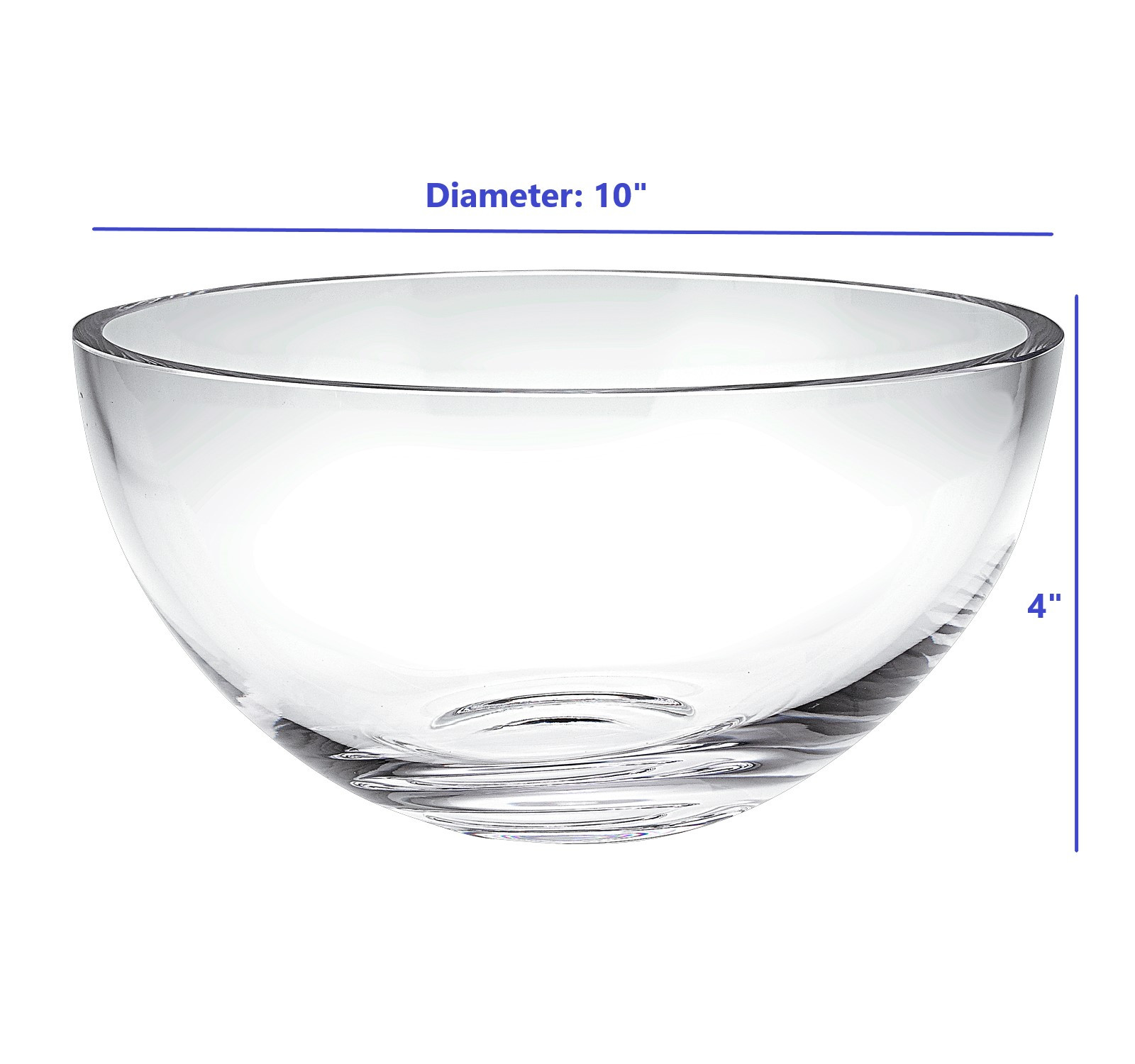 10" Mouth Blown Glass Salad or Fruit Bowl
