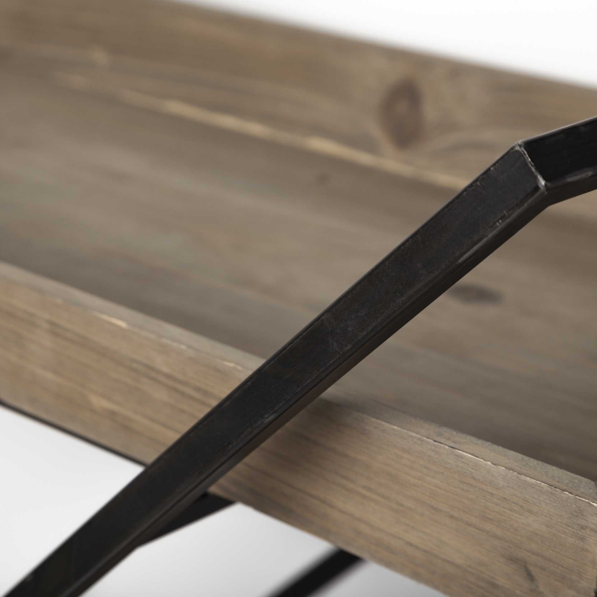 Rectangular Light Brown Wood With X Shape Metal Frame Bar Cart