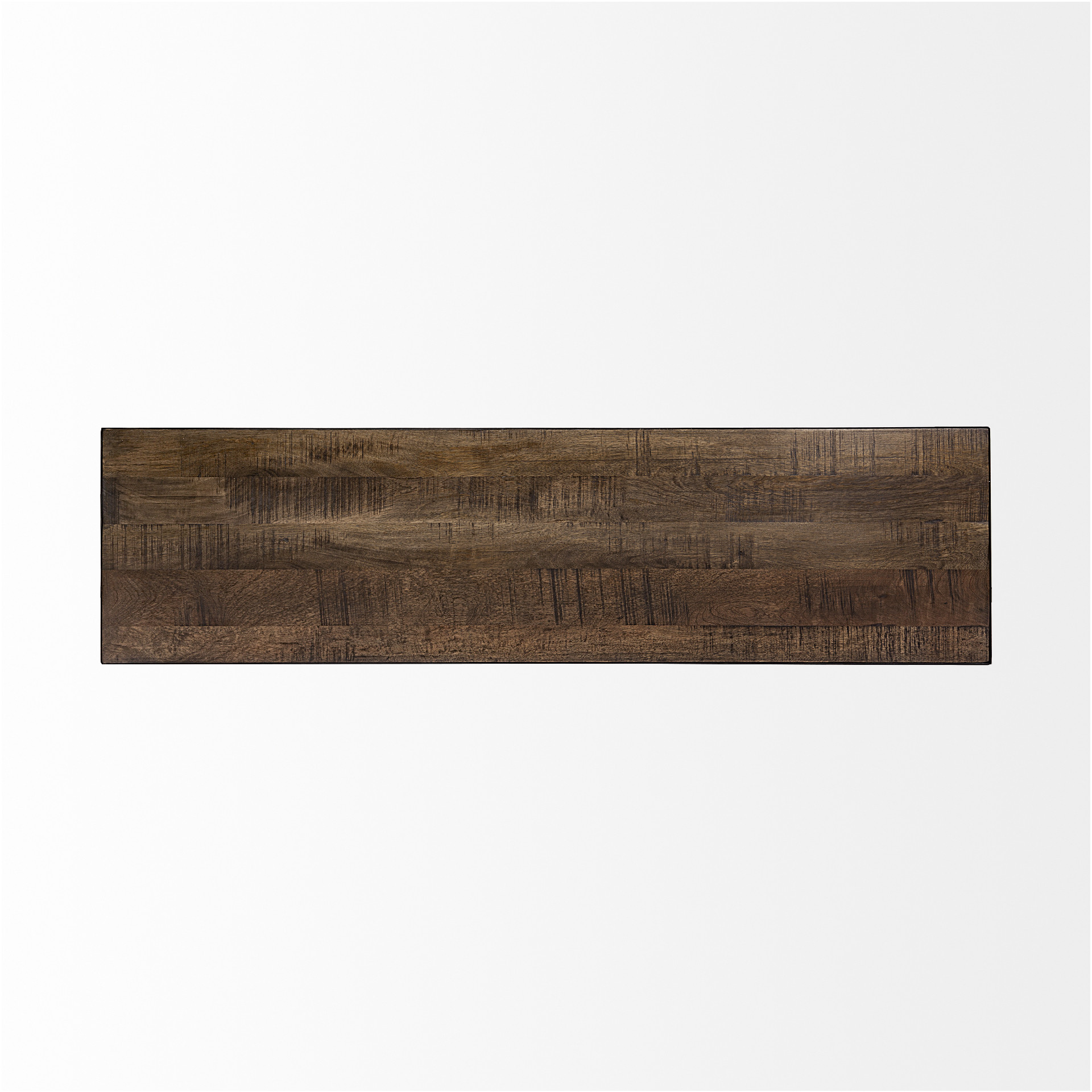 Rectangular Mango Wood/Medium Brown Top And Black Iron Base Accent Bench