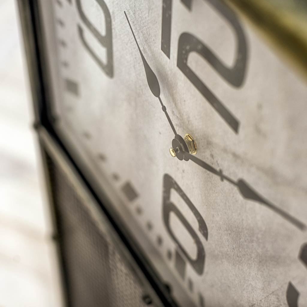 Rectangular Gray Industrial styleWall Clock w/ Metal Panel