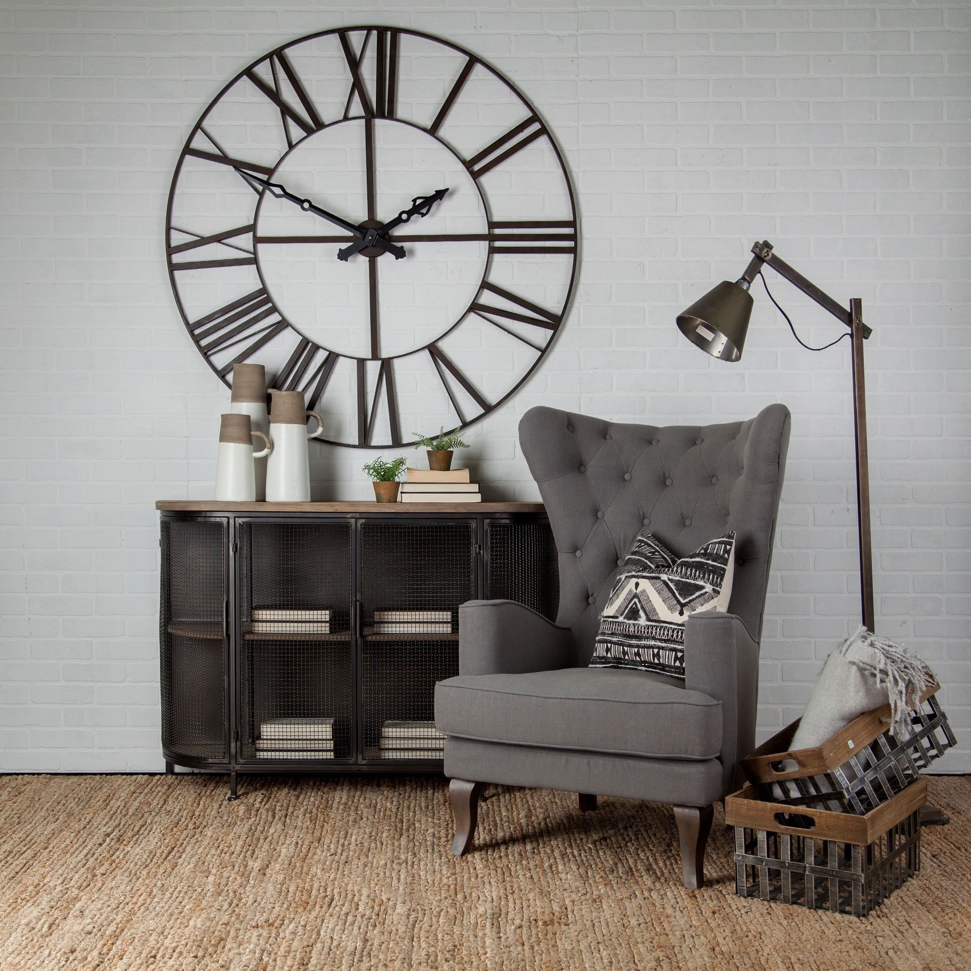 50" Round XL Industrial styleWall Clock w/ Open Back Face w/ Welded Iron Roman Numeral