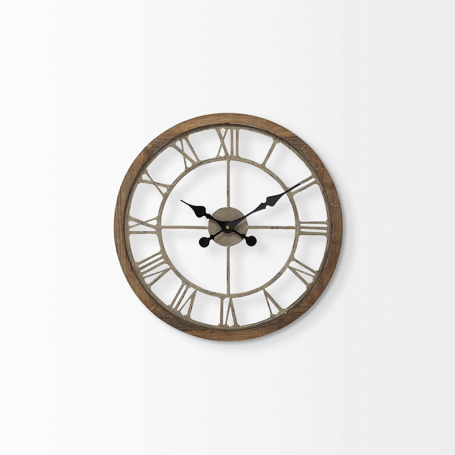 19" Large Brown Farmhouse Style Wall Clock