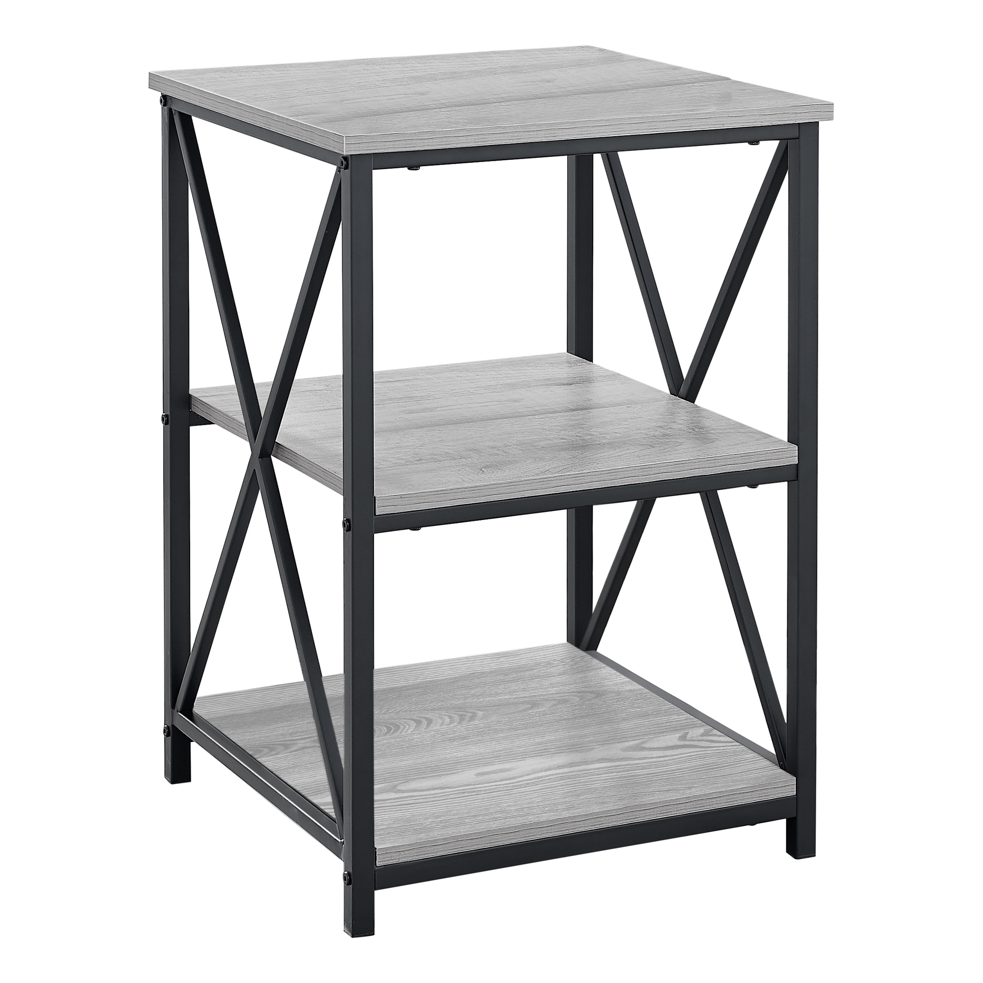 26"" Rectangular Grey Black Metal Accent Table