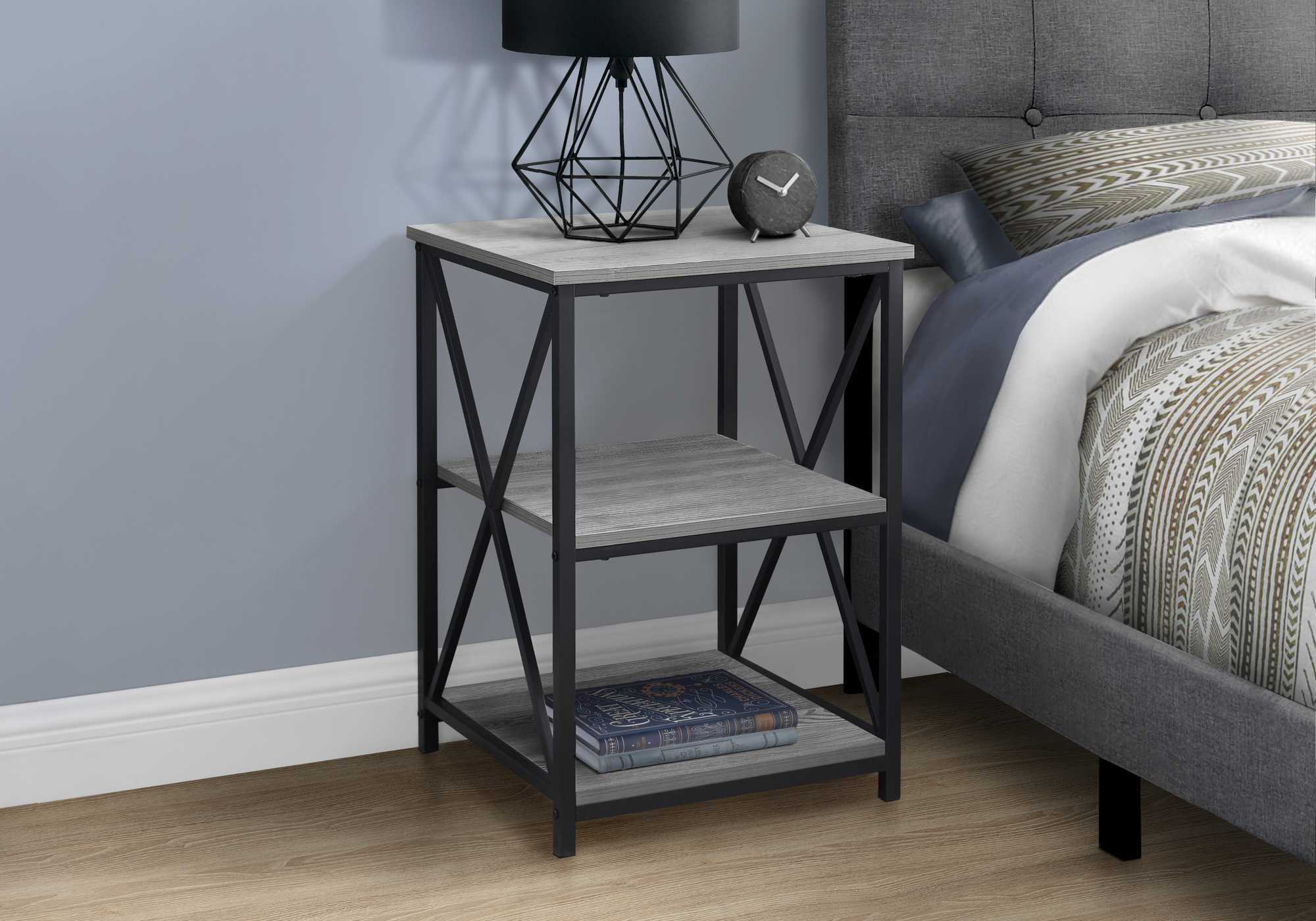 26"" Rectangular Grey Black Metal Accent Table