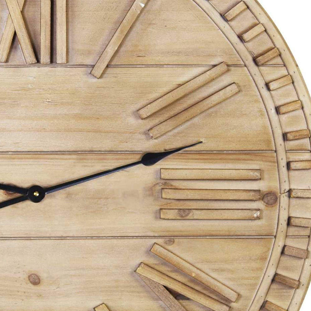 31.50 Round Wooden Face Nature-Inspired Wall Clock