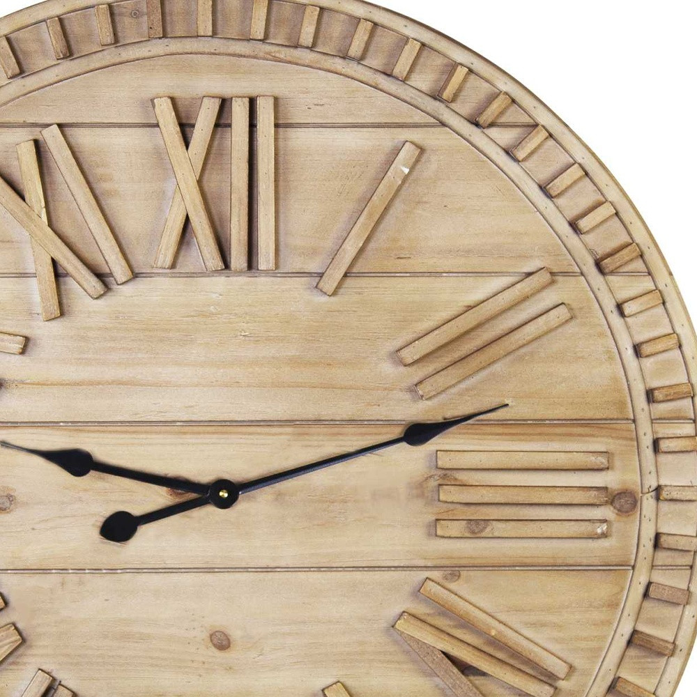 31.50 Round Wooden Face Nature-Inspired Wall Clock