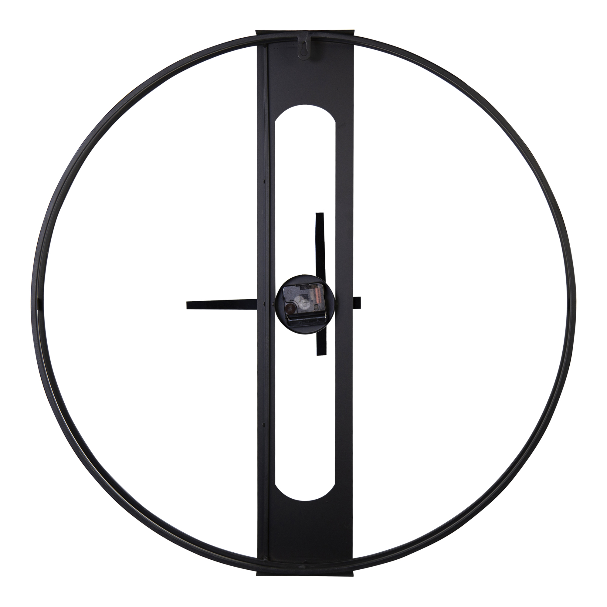 28" Round Metal Matte Black Wall Clock