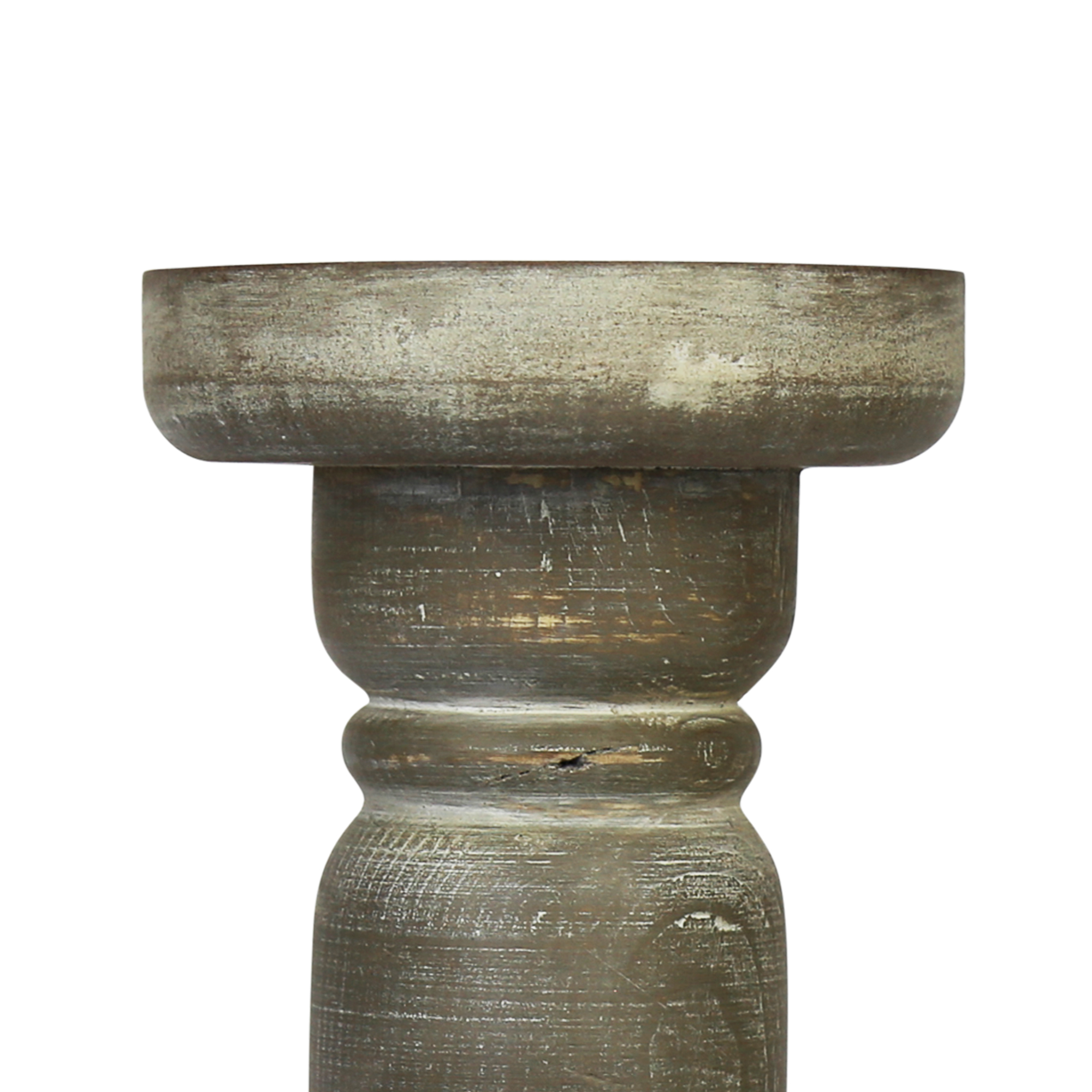 Wooden Candle Holder with White Wash GFinish over Grey