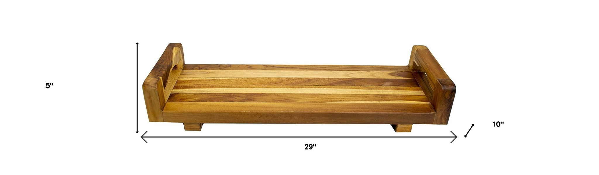 29" Teak Wood Fully Assembled Bath Tray and Seat with LiftAide Arms in Earthy Teak Finish