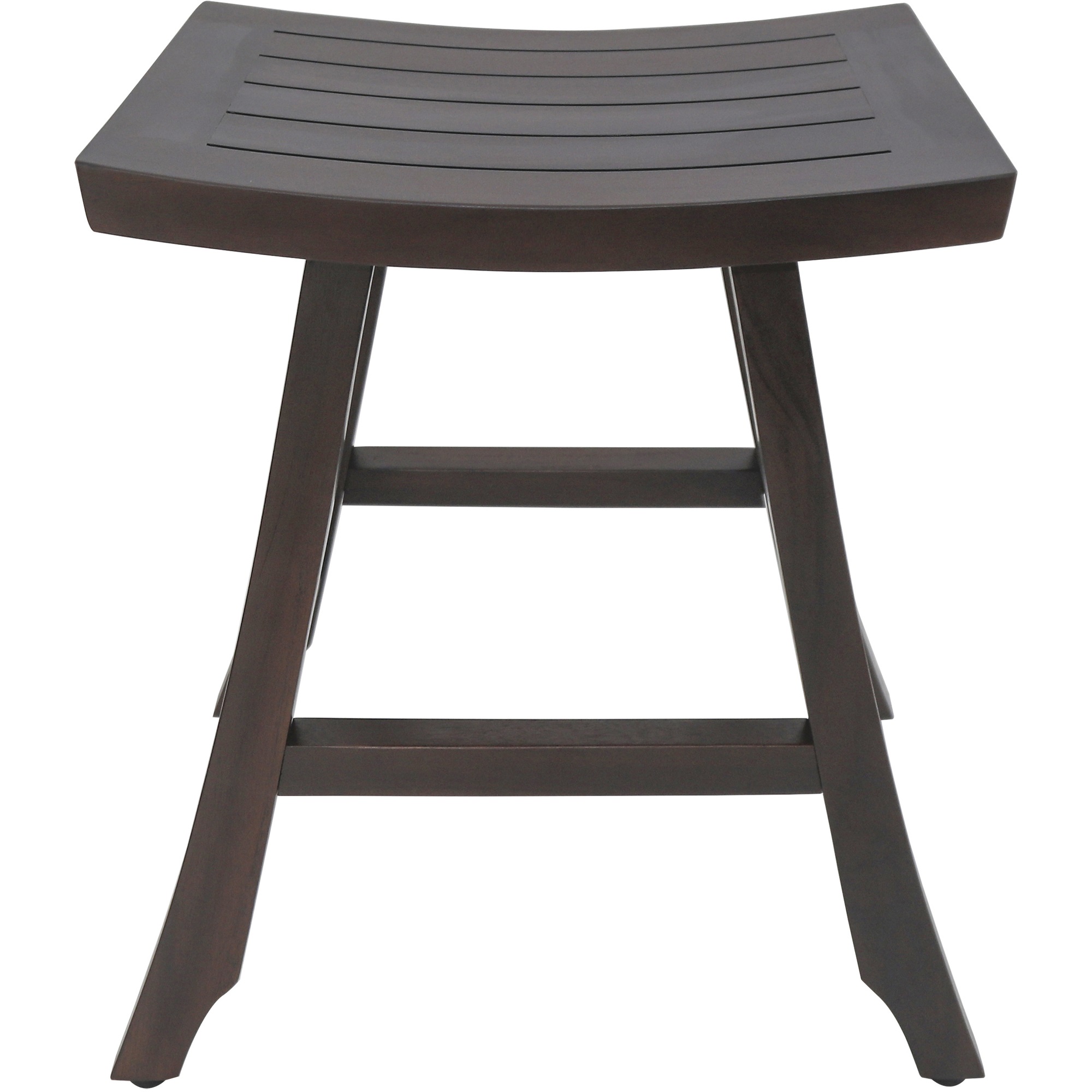 Contemporary Teak Shower Stool with Shelf in Brown Finish
