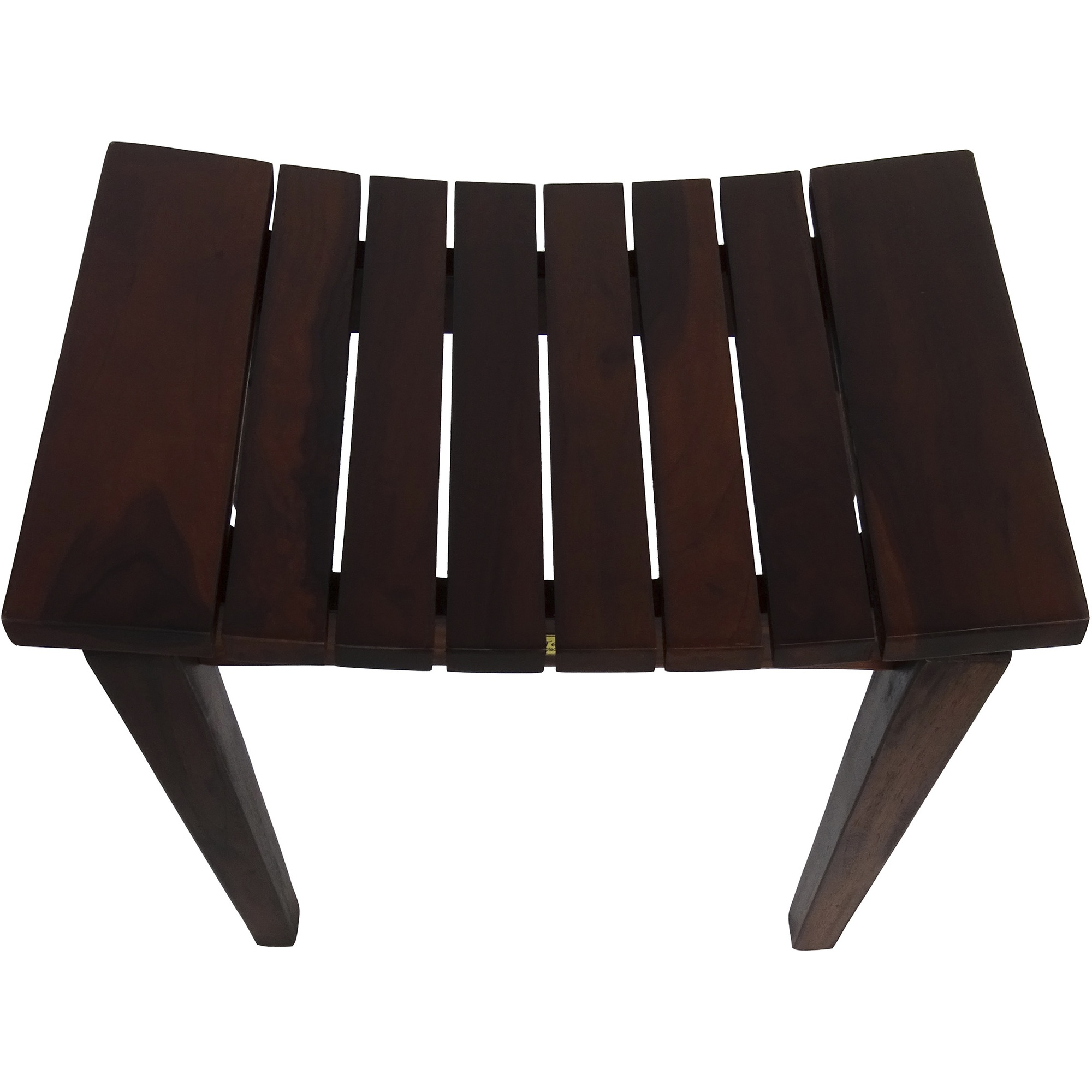 Contemporary Flared Teak Shower Stool or Bench in Brown Finish
