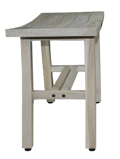 Contemporary Teak Shower Stool or Bench in Whitewash Finish