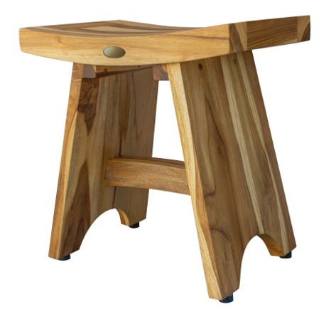 Compact Contemporary Teak Shower Stool in Natural Finish
