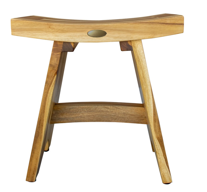 Compact Contemporary Teak Shower Stool in Natural Finish