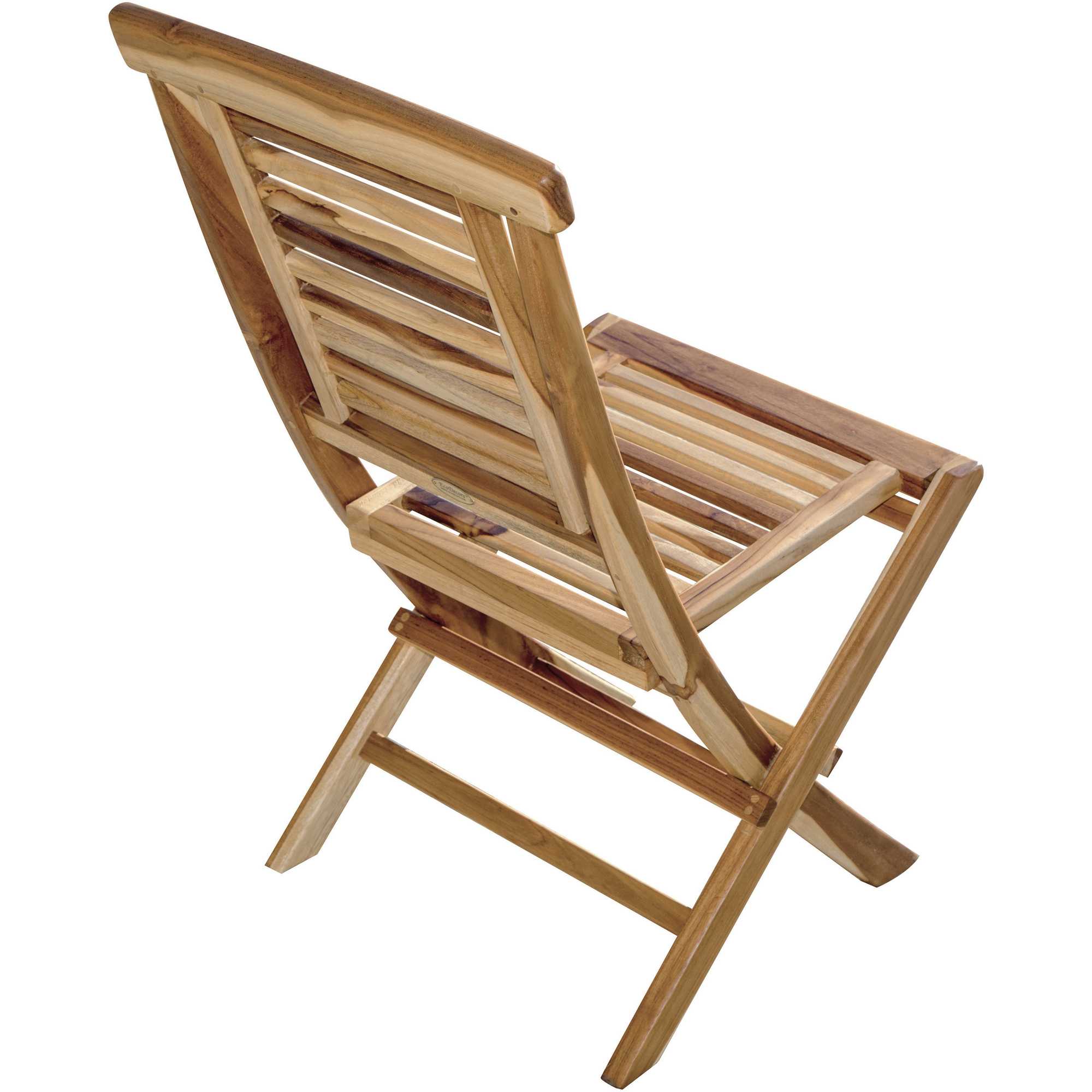 Compact Teak Folding Chair wStraight Design in Natural Finish