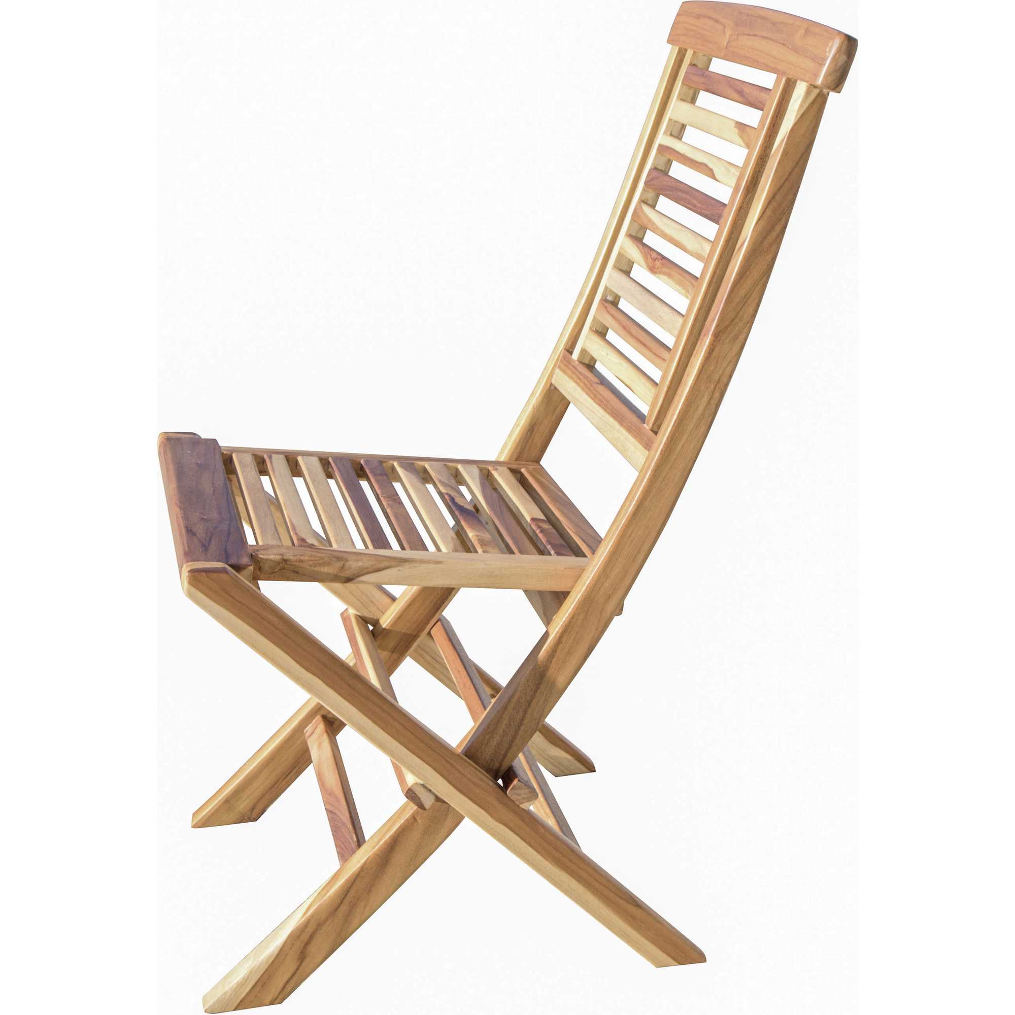 Compact Teak Folding Chair wStraight Design in Natural Finish