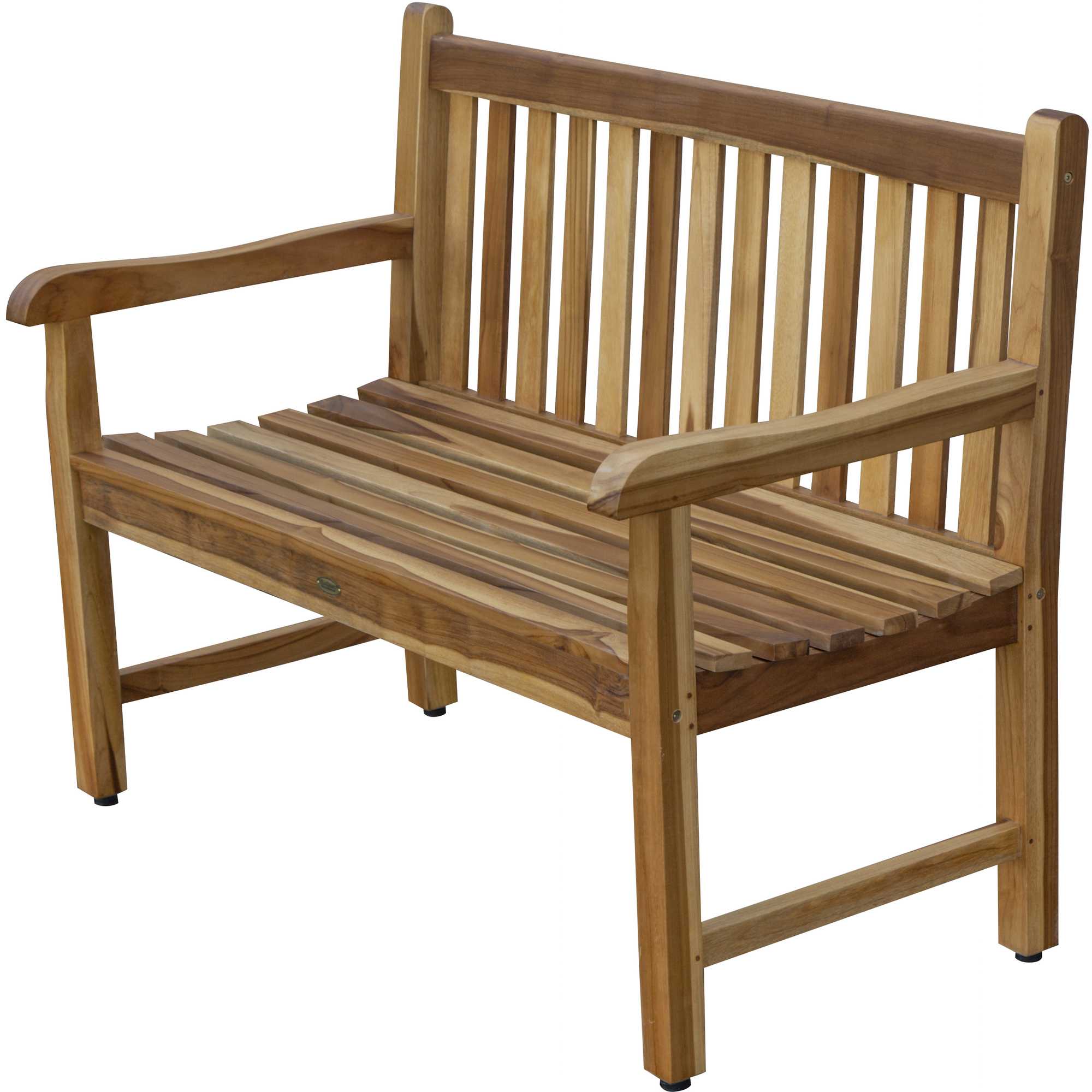 Compact Teak Outdoor Bench with Straight Design in Natural Finish