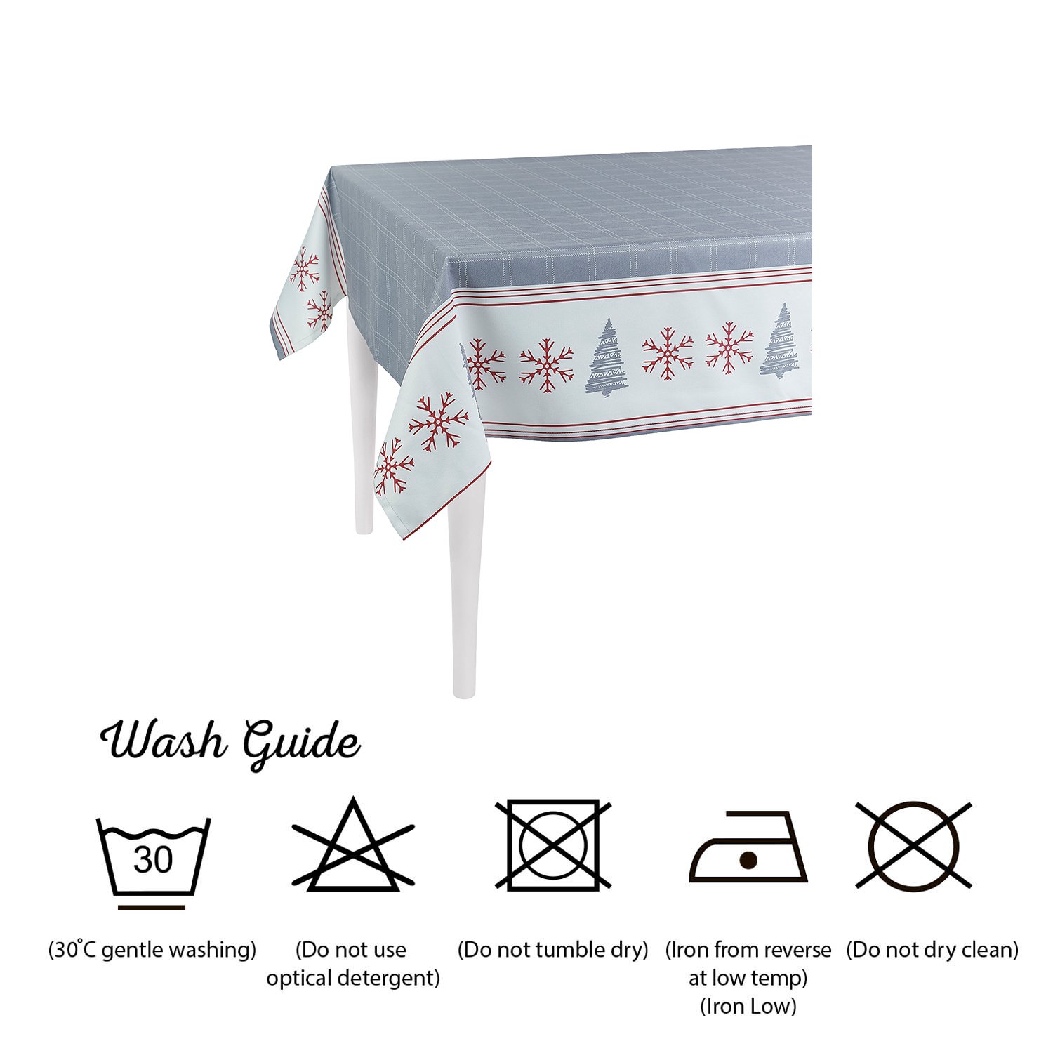 55" Merry Christmas Printed Square Tablecloth in Grey
