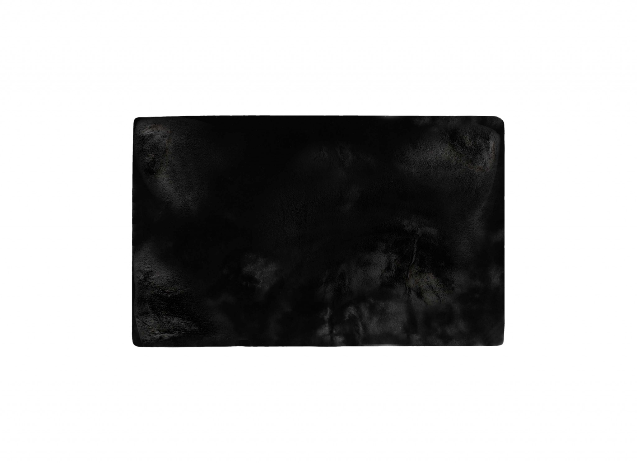 Luxe Faux Rabbit Fur Rectangular Rug 3' X 5'   - Black-376910-1