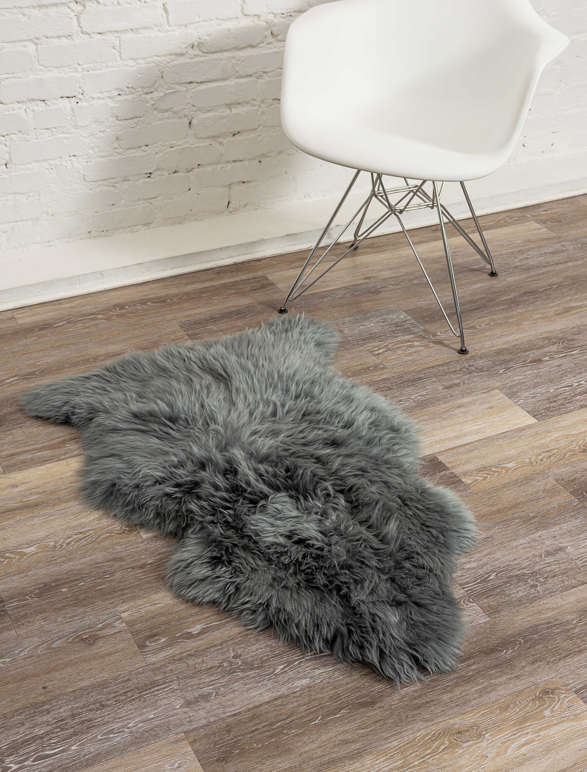 2" X 3" Warm Gray New Zealand Natural Sheepskin Rug