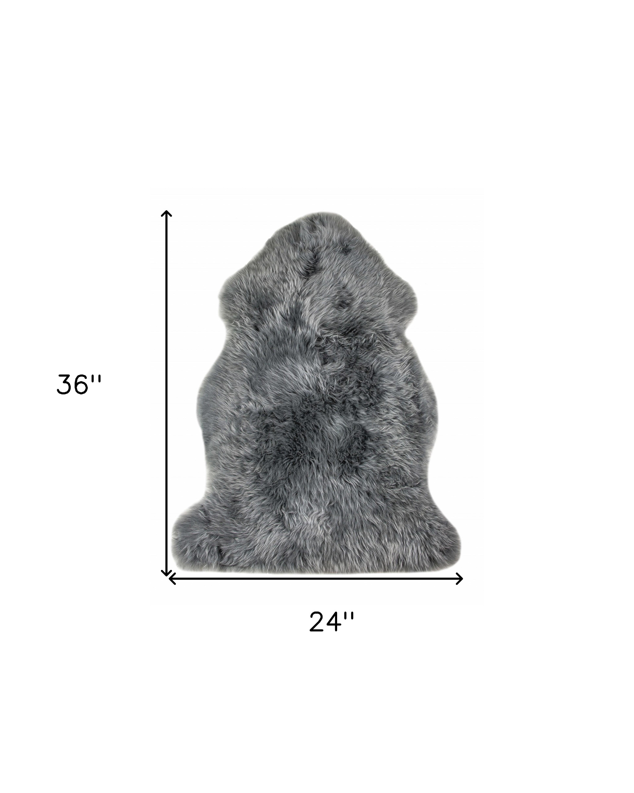 2" X 3" Warm Gray New Zealand Natural Sheepskin Rug
