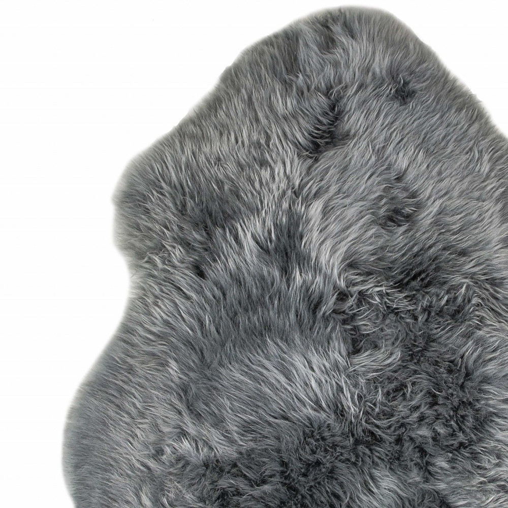 2" X 3" Warm Gray New Zealand Natural Sheepskin Rug