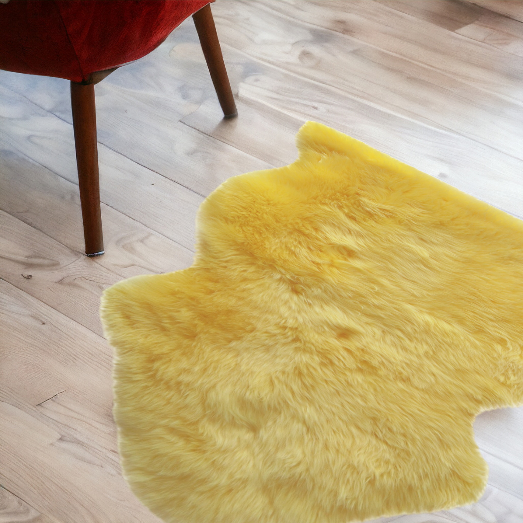 2' X 3' Yellow New Zealand Natural Sheepskin Rug-376929-1