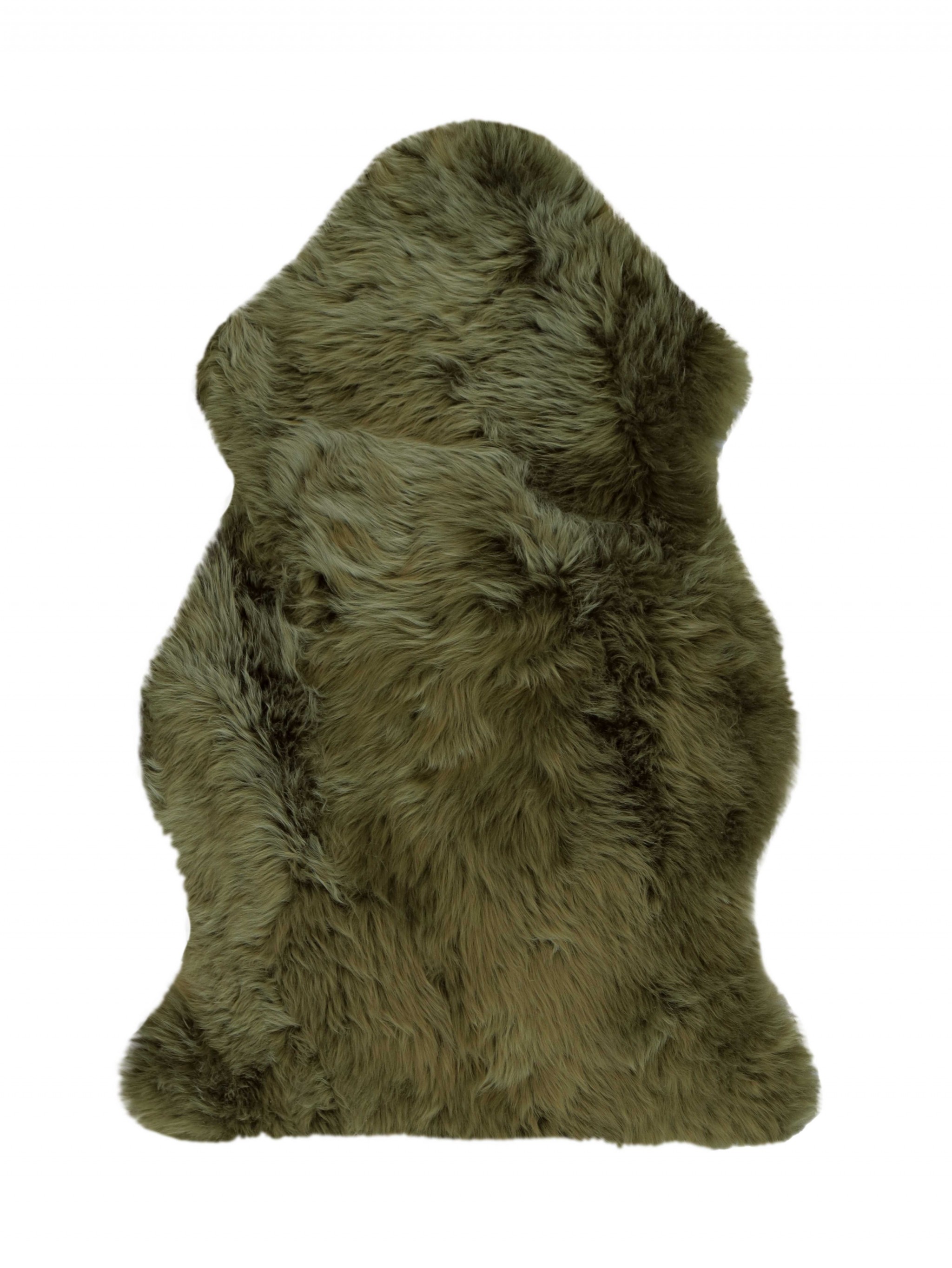 2' X 3' Khaki Green  New Zealand Natural Sheepskin Rug-376930-1