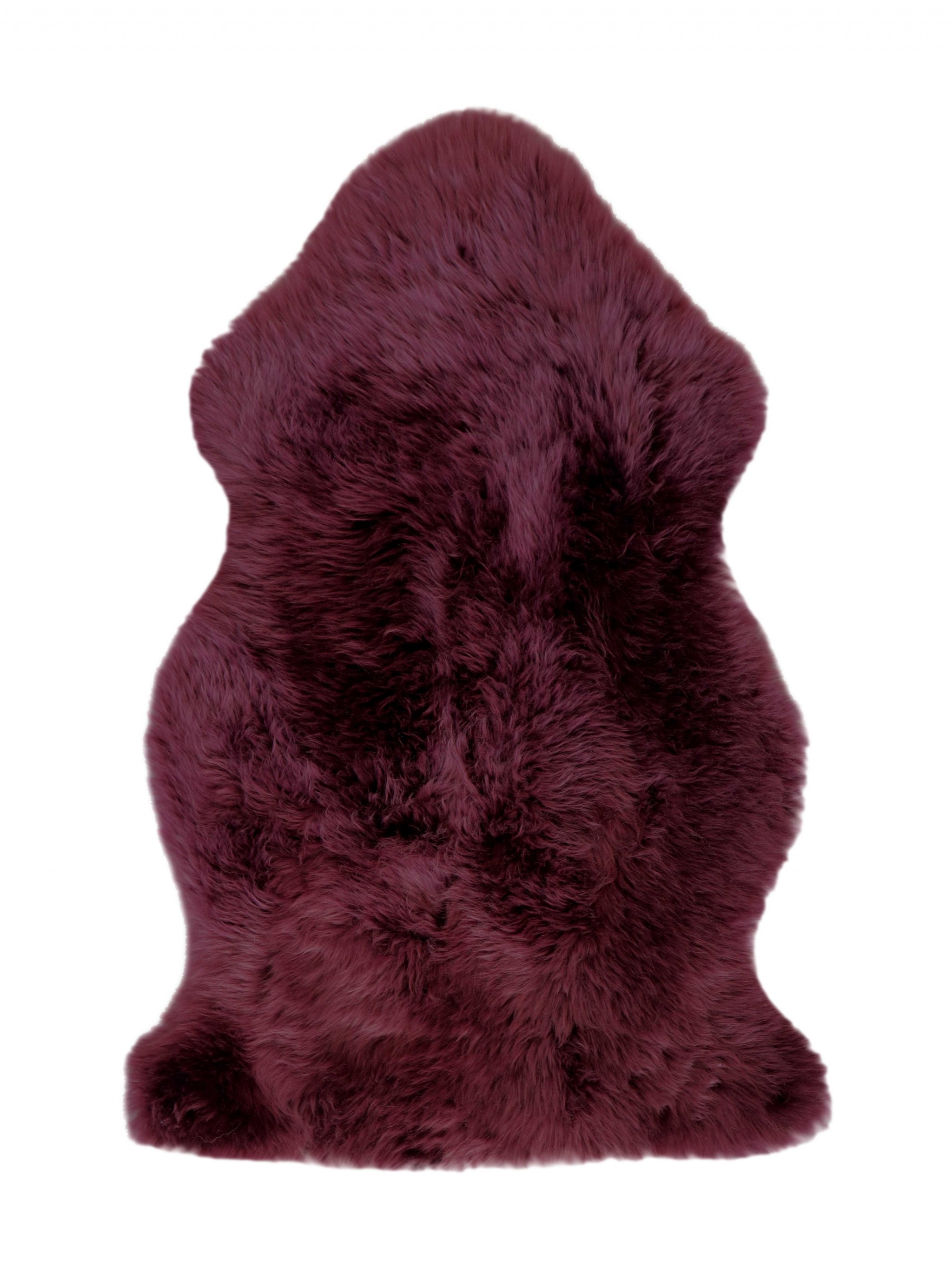 2' X 3' Burgundy New Zealand Natural Sheepskin Rug-376934-1