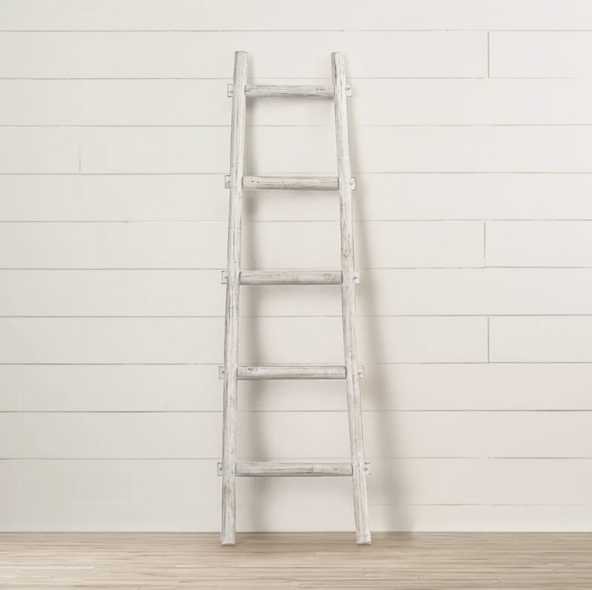 5 Step White Decorative Ladder Shelve