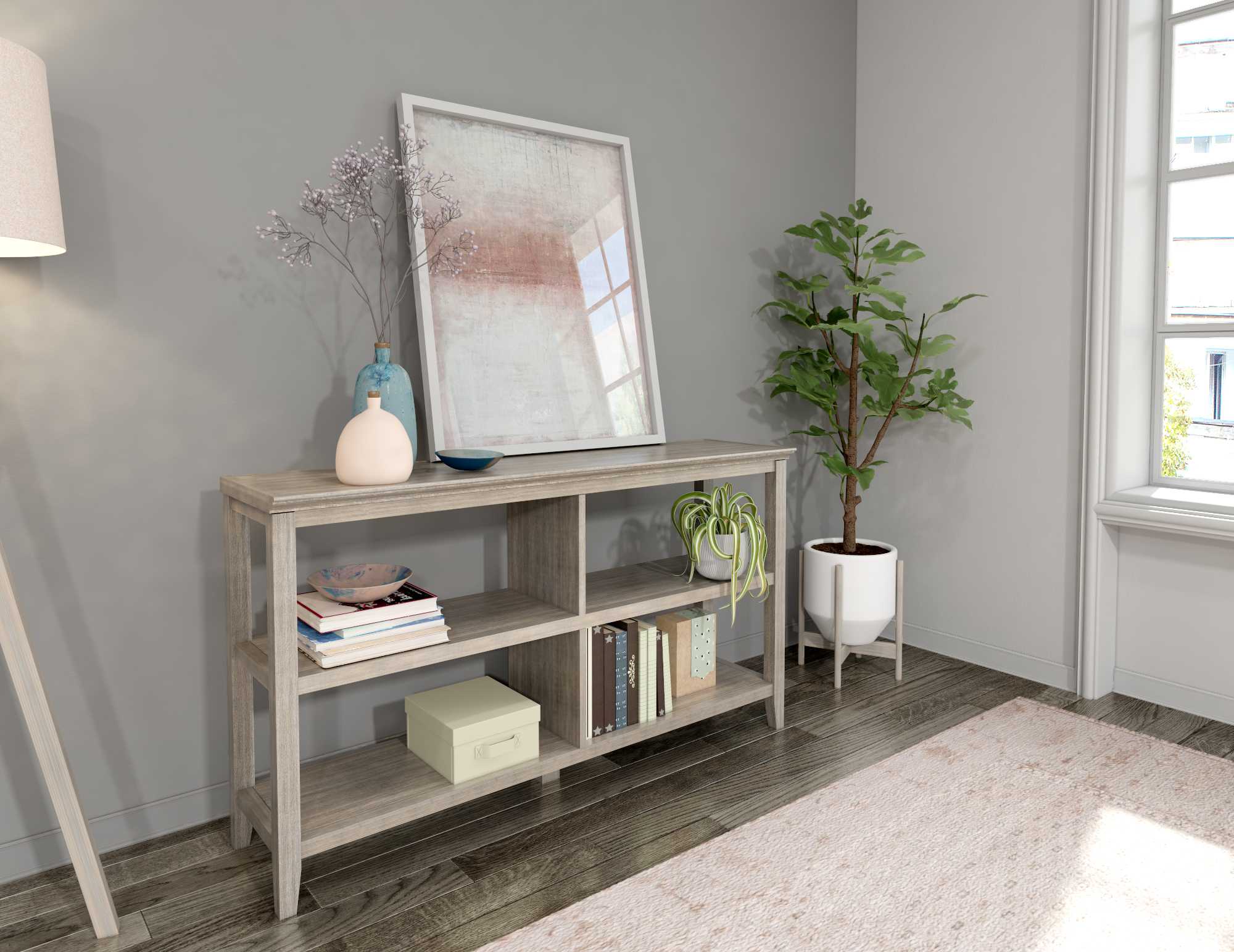 30" Bookcase with 2 Shelves in Washed Grey