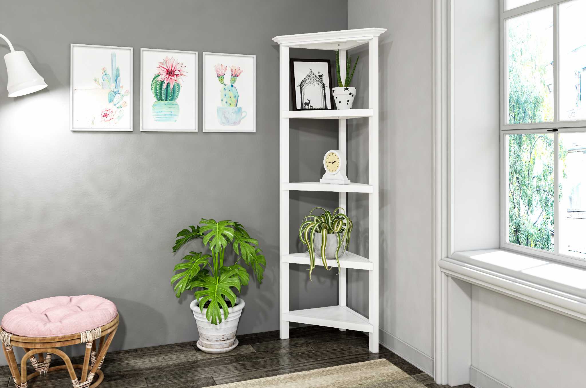 60" Bookcase with 2 Shelves in White