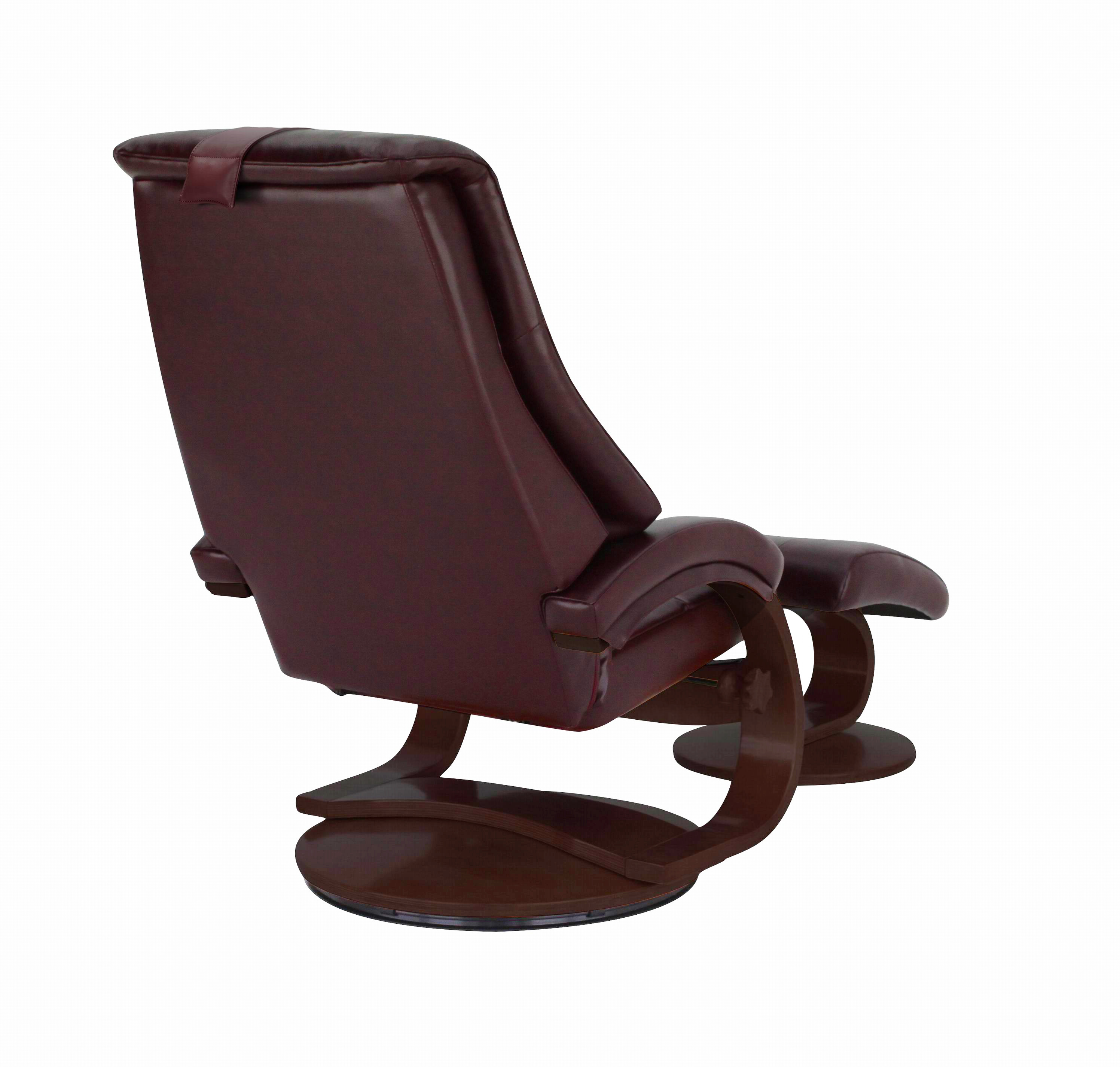 Burgundy Top Grain Leather Recliner and Ottoman