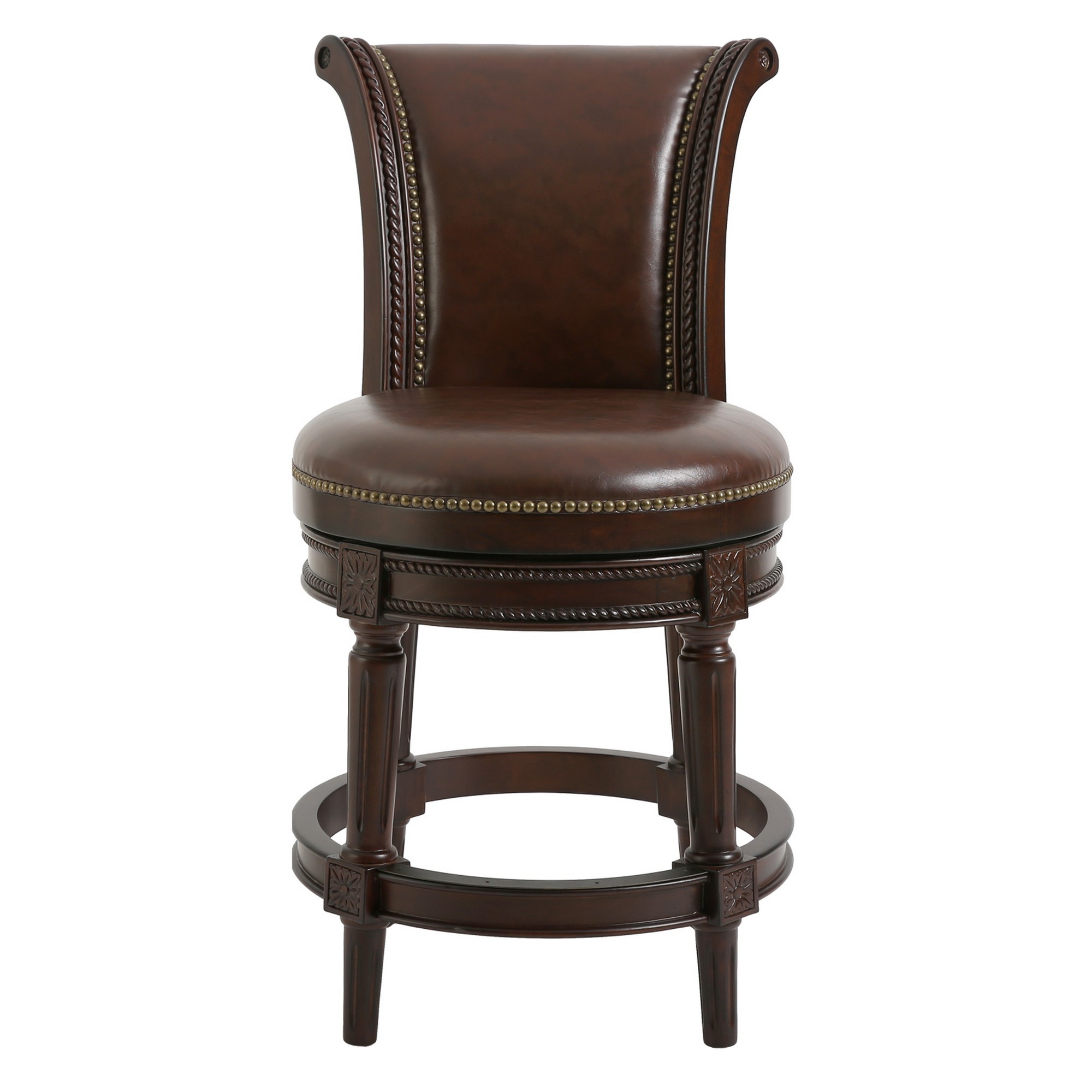 39" Walnut Hardwood Frame Upholstered Bar Stool