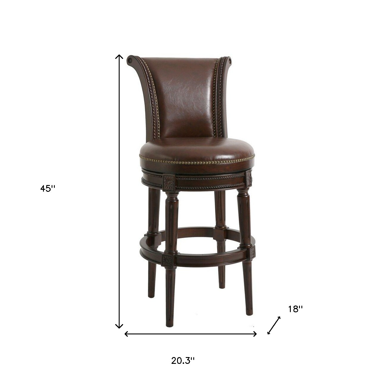 45" Walnut Hardwood Frame Upholstered Bar Stool