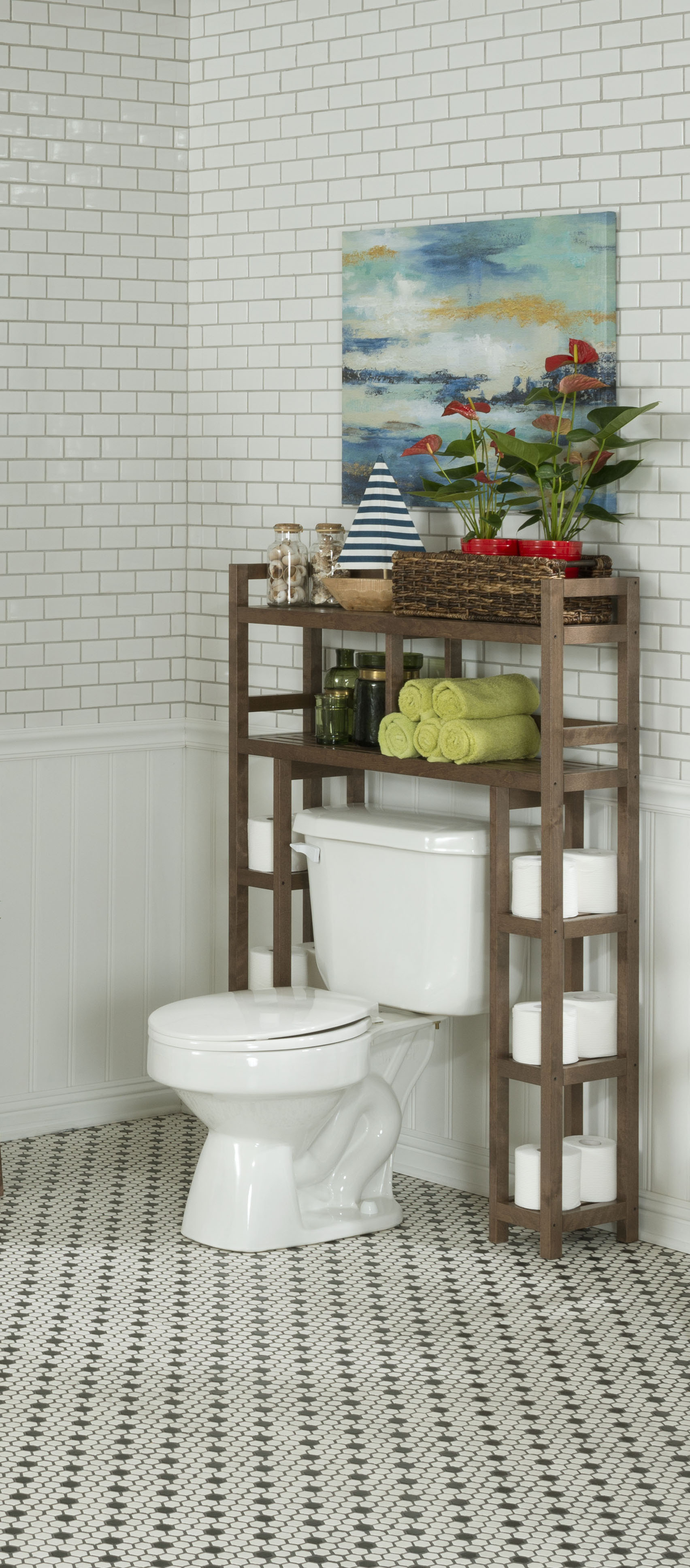 48" Bathroom Extra Storage with 2 Shelves in Antique Chestnut